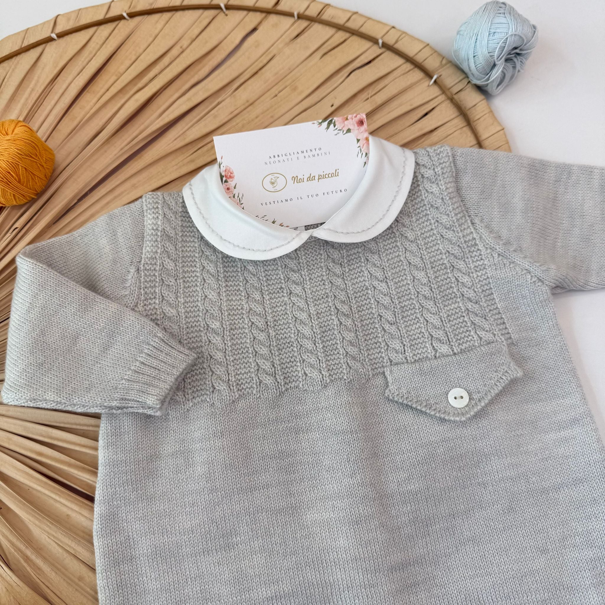 TUTINA CON BABBUCCE 100% PURA LANA MERINO EXTRAFINE GRIGIO