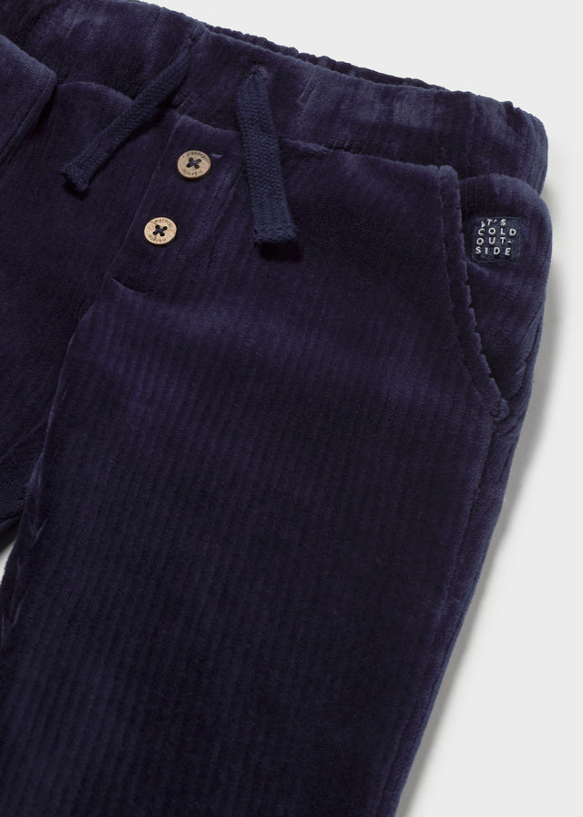 PANTALONE IN VELLUTO BLU A COSTINE