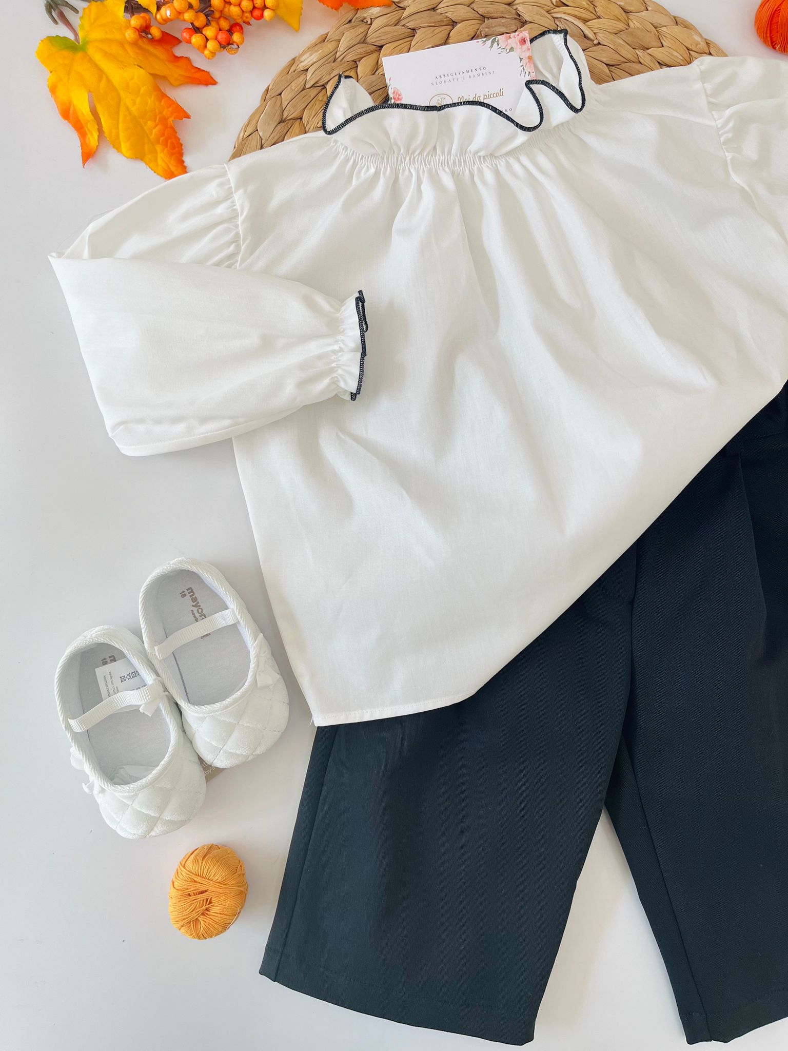 BLUSA CON PANTALONE PALAZZO BLU - Noi da piccoli