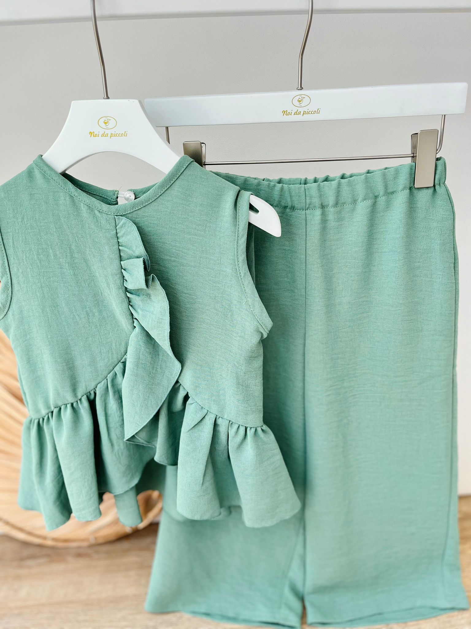BLUSA CON PANTALONE TRIESTE 100 % COTONE VERDE - Noi da piccoli