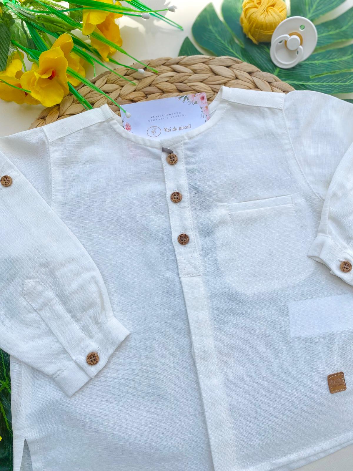 BLUSA IN LINO BIANCA - Noi da piccoli