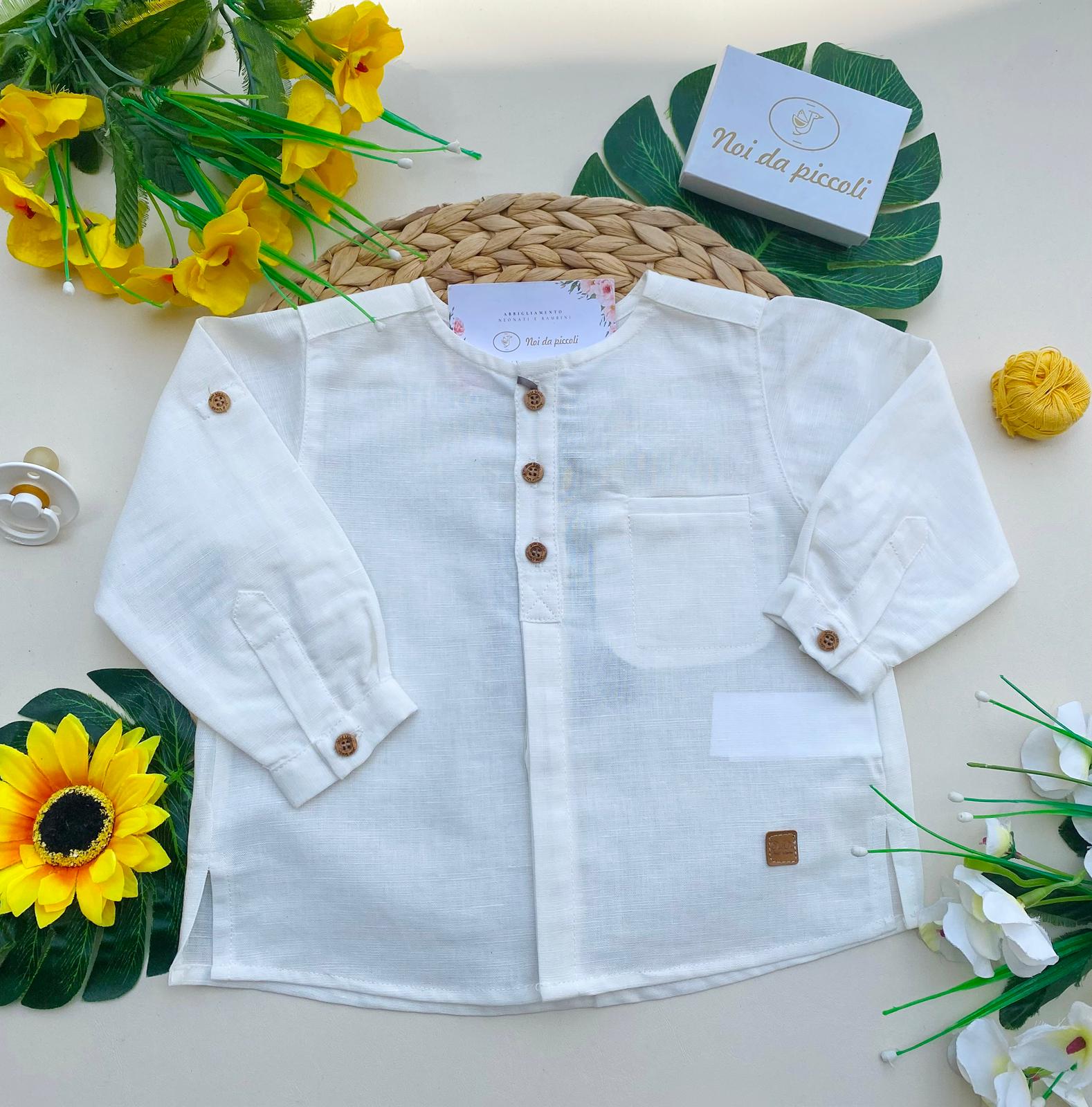 BLUSA IN LINO BIANCA - Noi da piccoli