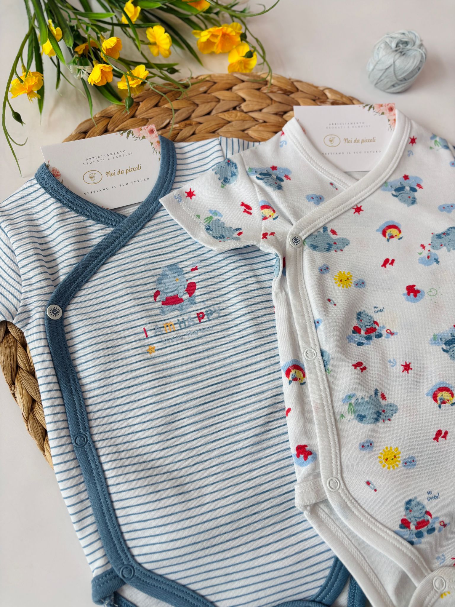 BODY BIPACK IN COTONE BIANCO CIELO - Noi da piccoli