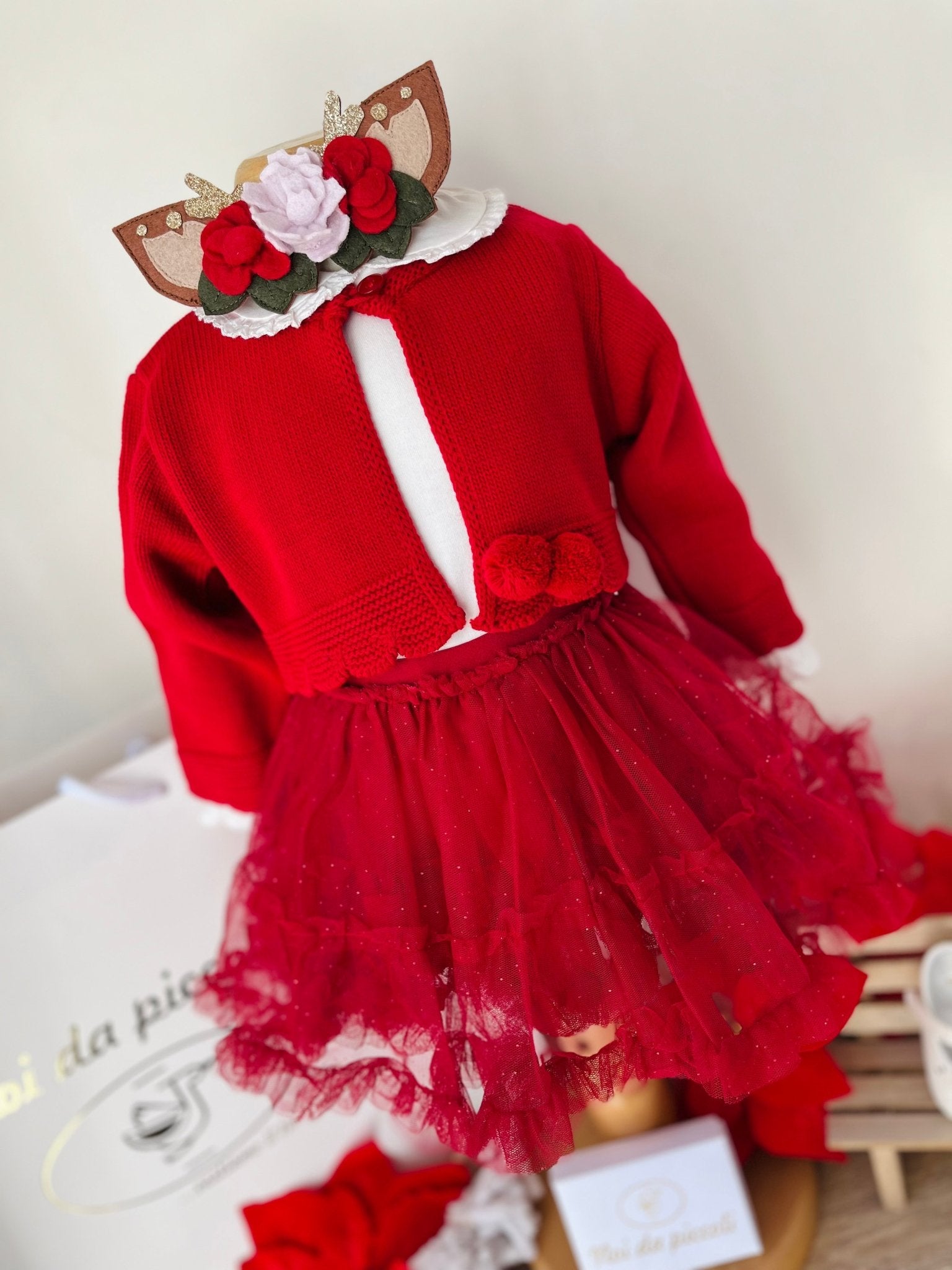 BODY CAMICIA CON GONNA IN TULLE ROSSO - Noi da piccoli