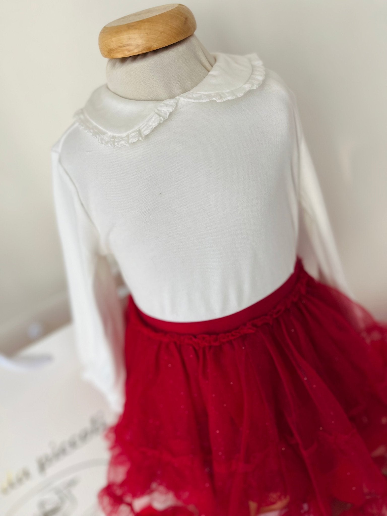 BODY CAMICIA CON GONNA IN TULLE ROSSO - Noi da piccoli