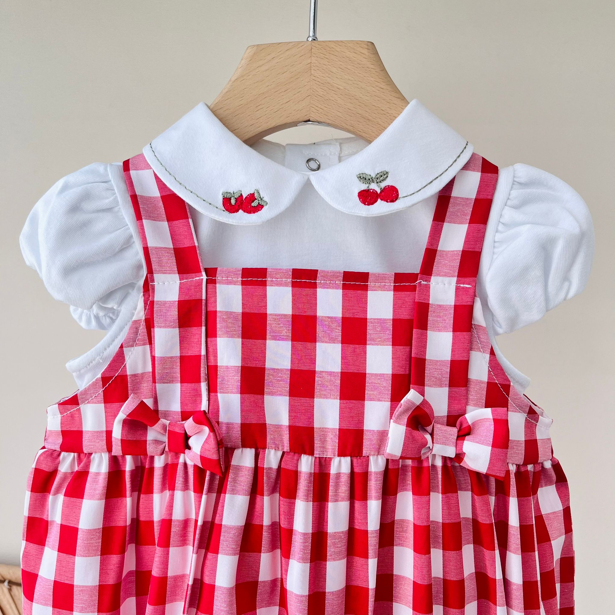 BODY CON SALOPETTE ROSSO A QUADRETTI - Noi da piccoli