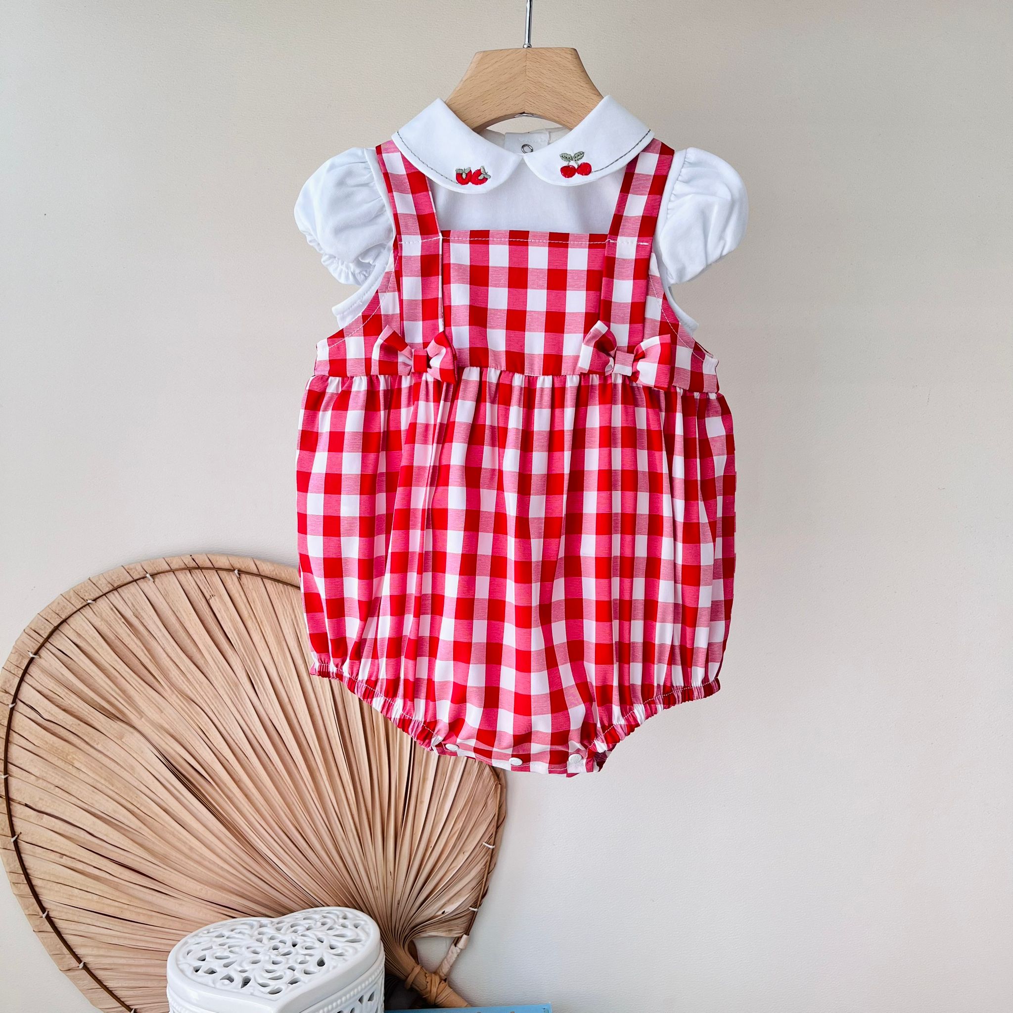 BODY CON SALOPETTE ROSSO A QUADRETTI - Noi da piccoli