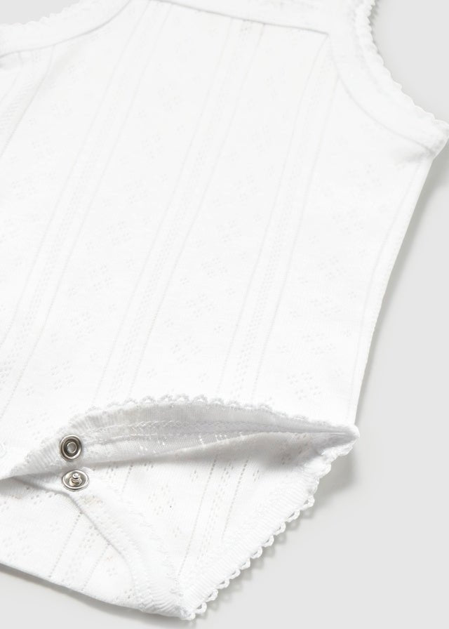 BODY IN COTONE A GIRO MANICA CON RICAMINI BIANCO - Noi da piccoli