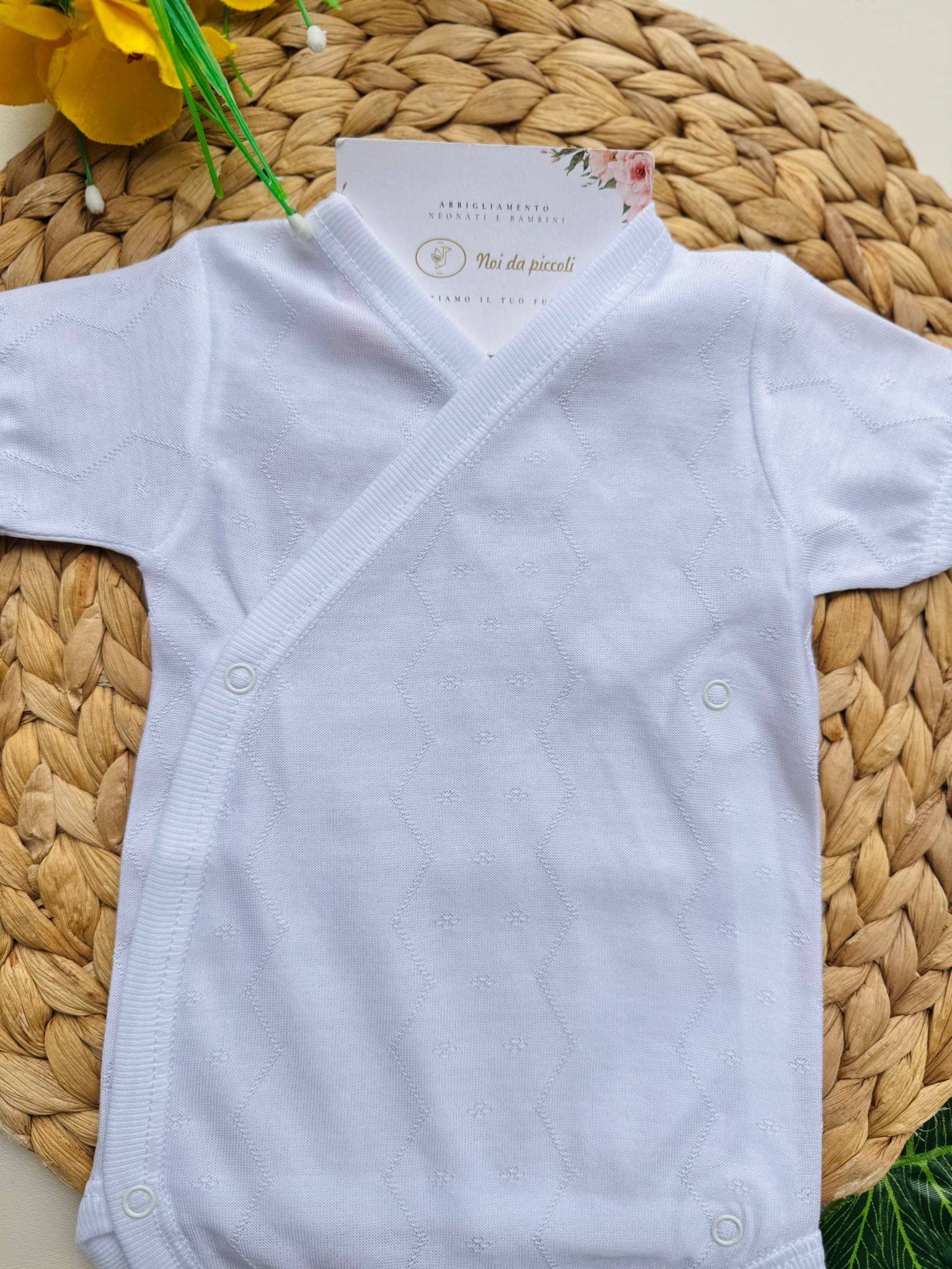 BODY IN COTONE A MANICA CORTA ANTIPANICO LISCIO BIANCO - Noi da piccoli