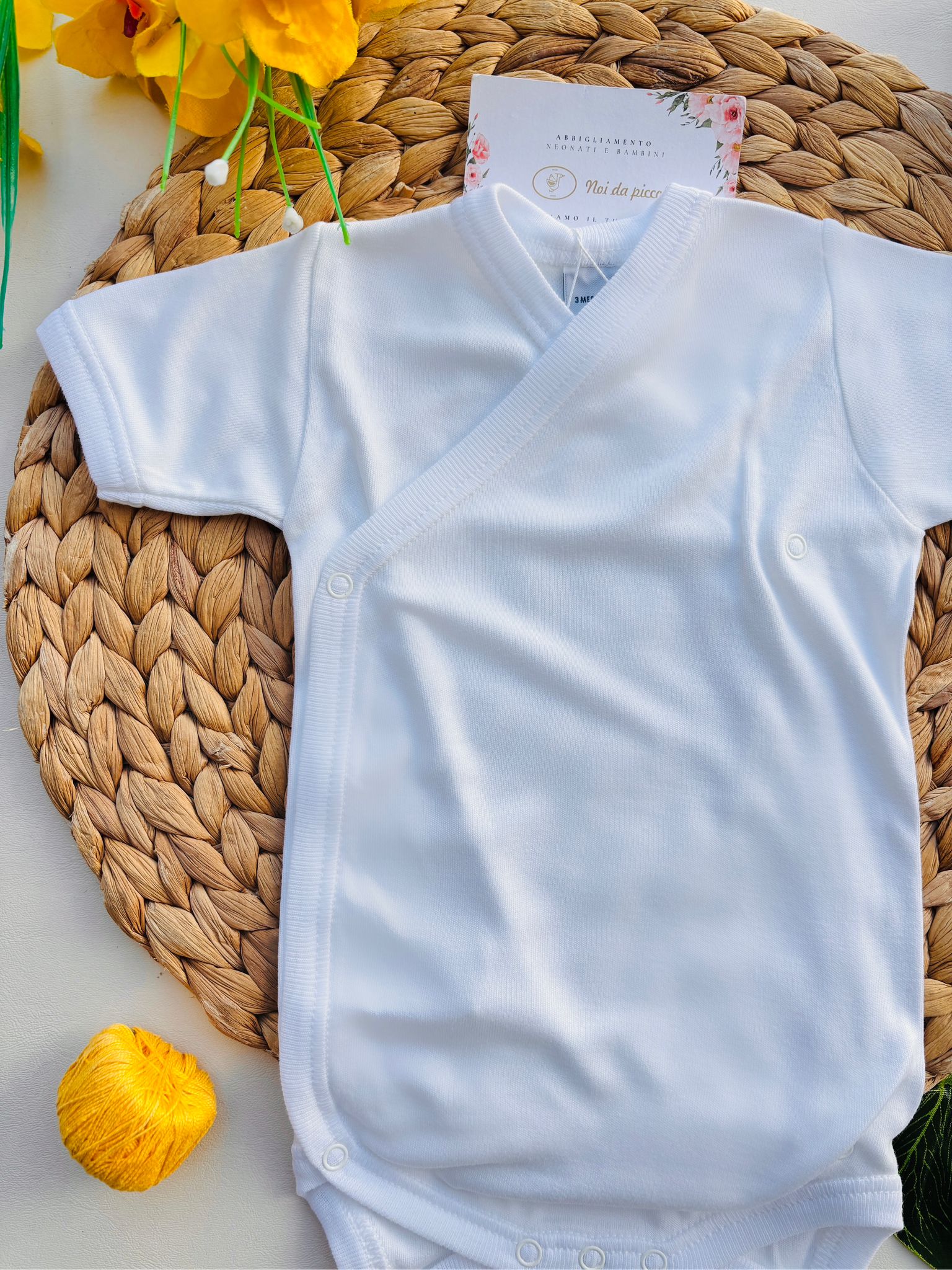 BODY IN COTONE A MANICA CORTA ANTIPANICO LISCIO BIANCO - Noi da piccoli