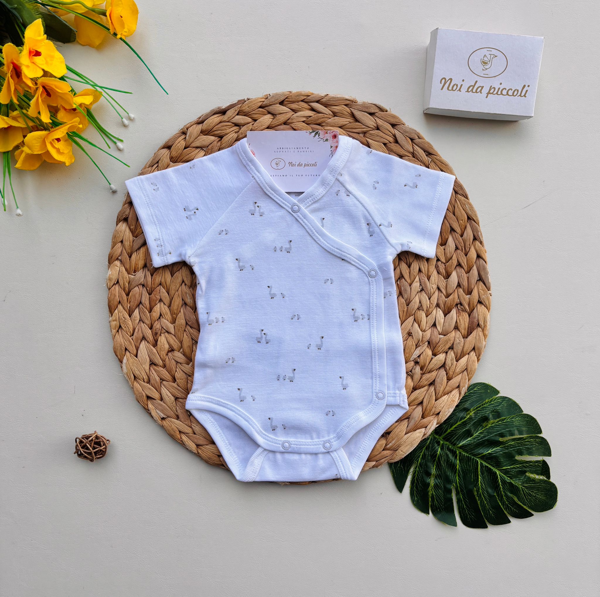 BODY IN COTONE ANTIPANICO A MANICA CORTA OCHETTA BIANCO - Noi da piccoli