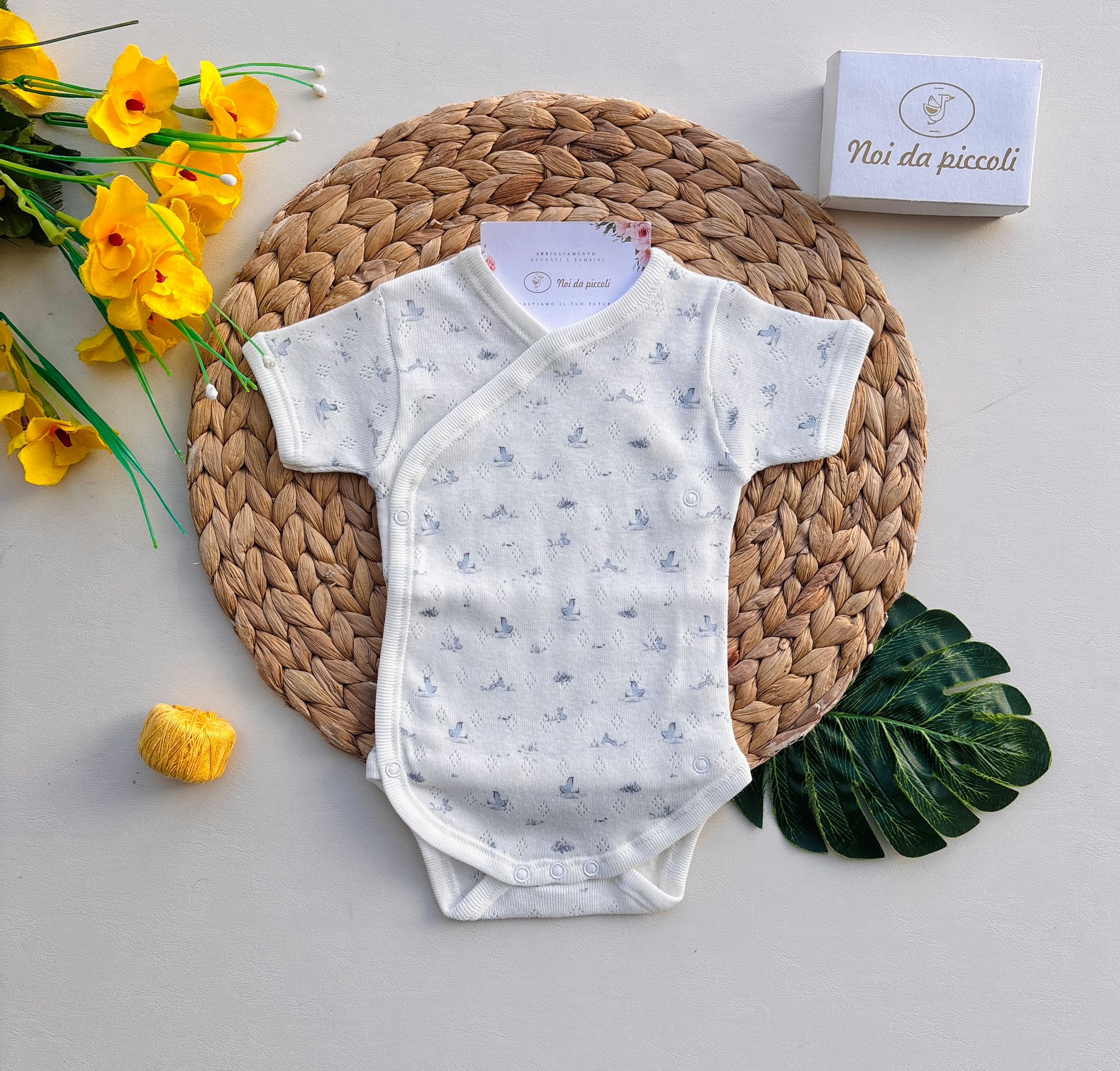 BODY IN COTONE ANTIPANICO CON DISEGNINI CRUDO - Noi da piccoli
