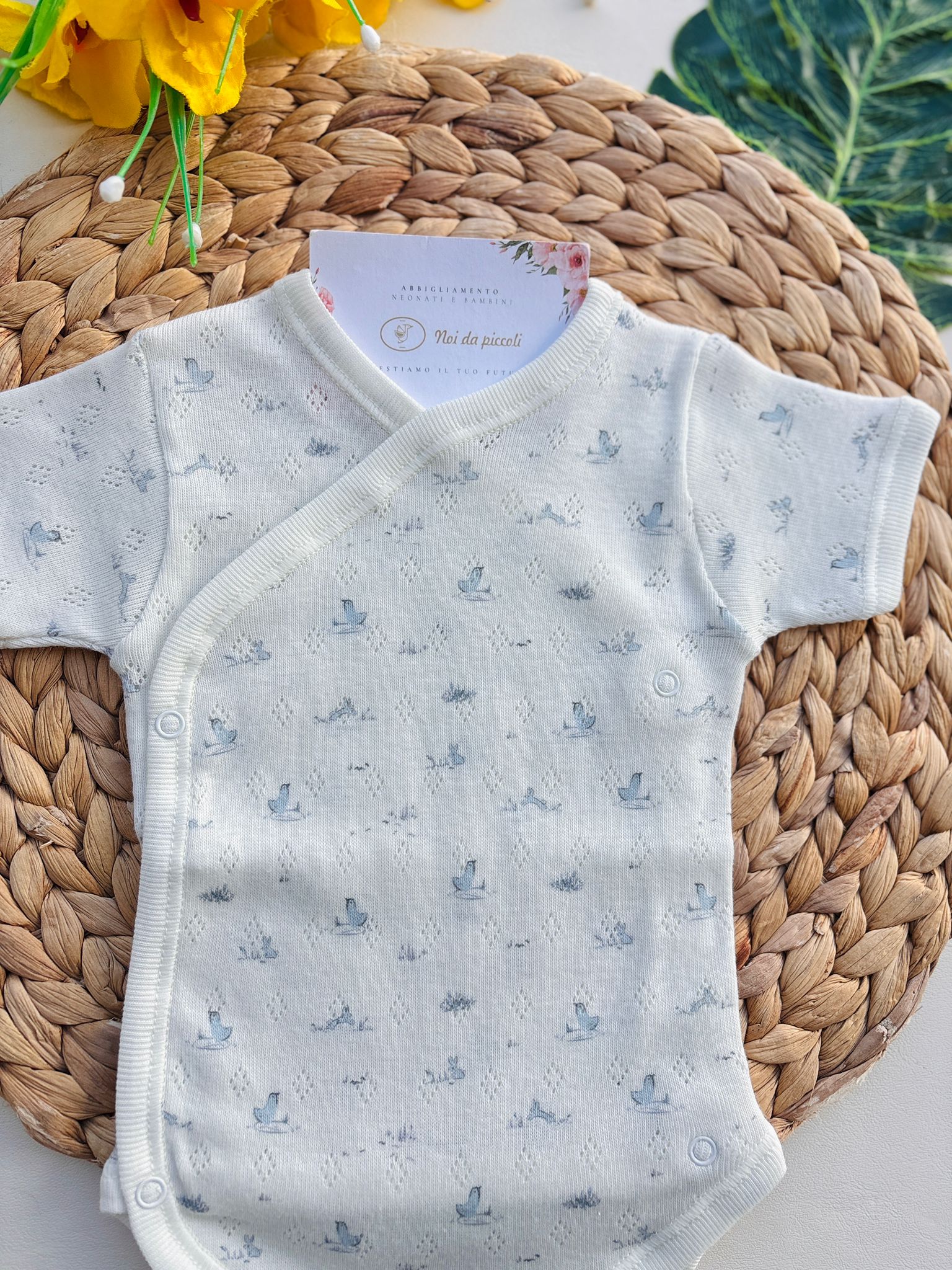 BODY IN COTONE ANTIPANICO CON DISEGNINI CRUDO - Noi da piccoli