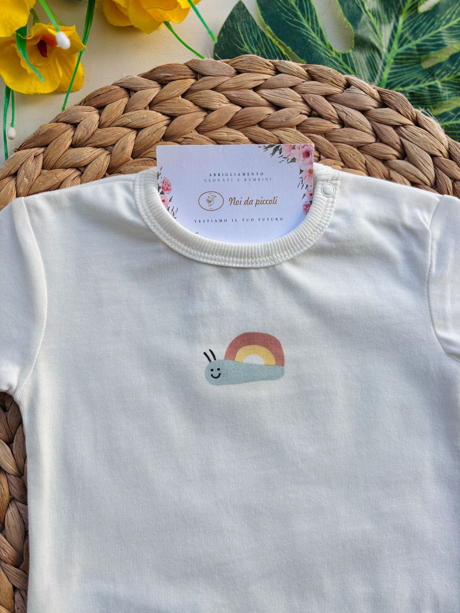 BODY IN COTONE CON DISEGNINI BIANCO - Noi da piccoli