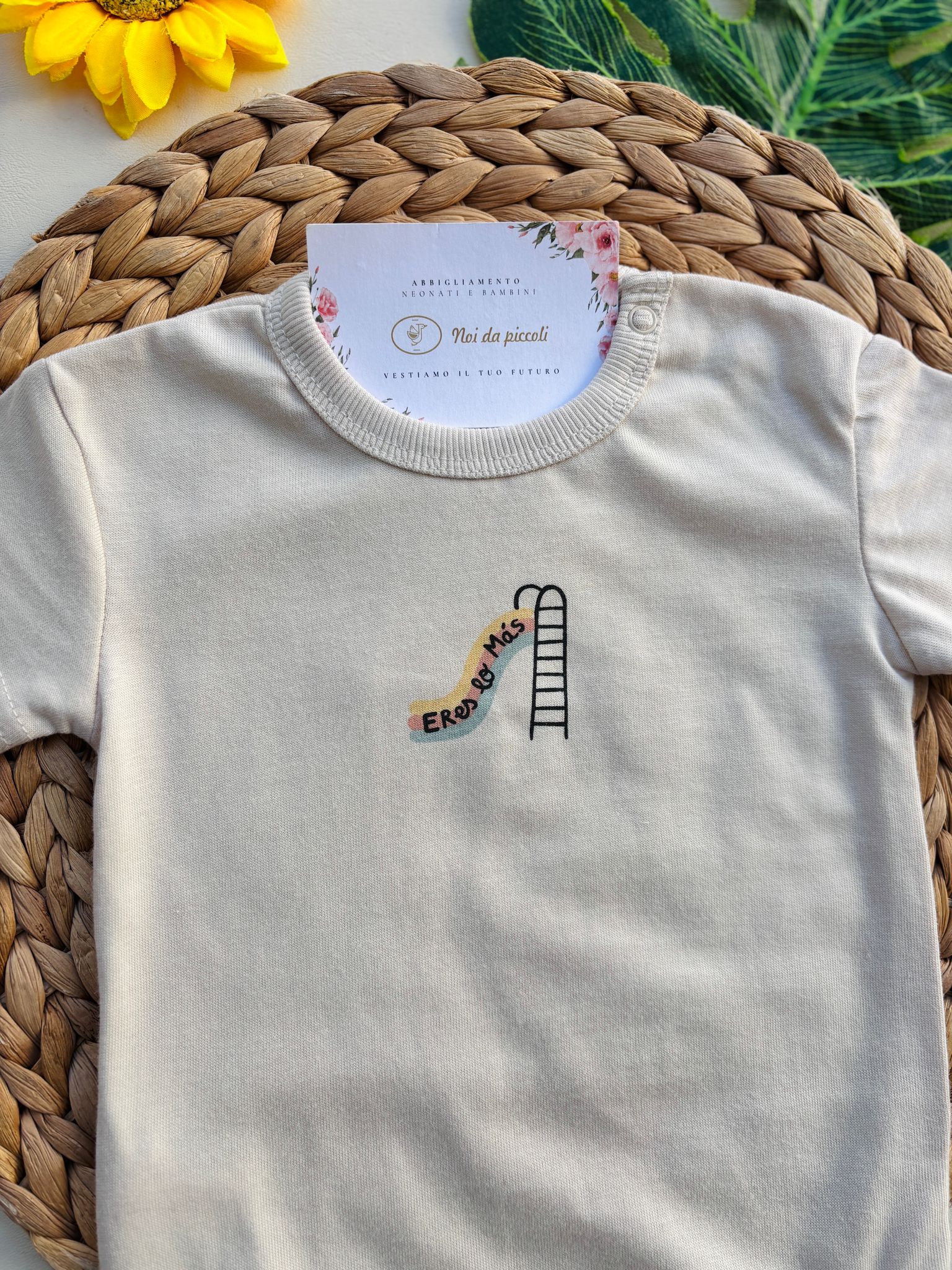 BODY IN COTONE CON DISEGNINI CREMA - Noi da piccoli