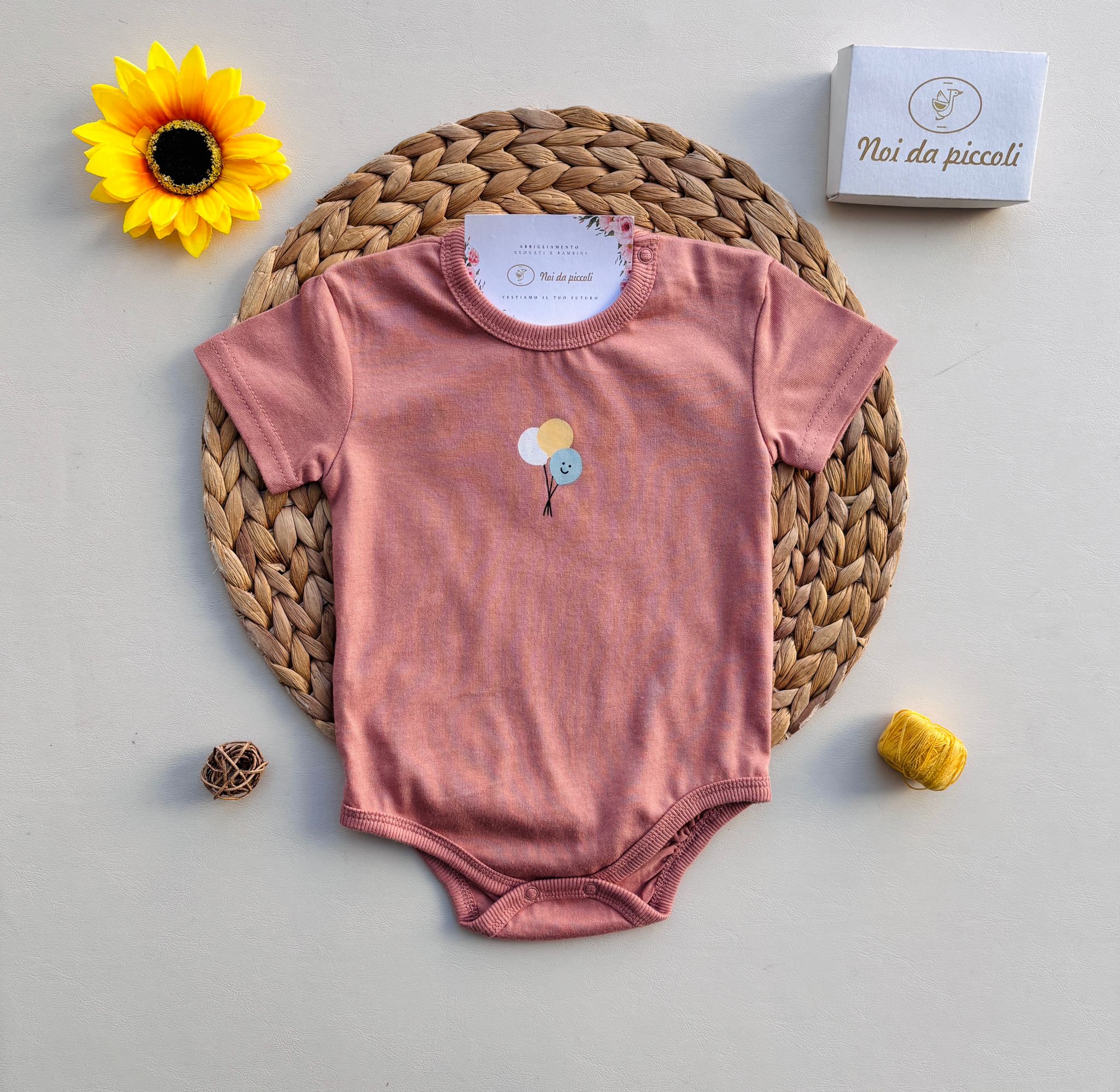 BODY IN COTONE CON DISEGNINI TERRACOTA - Noi da piccoli
