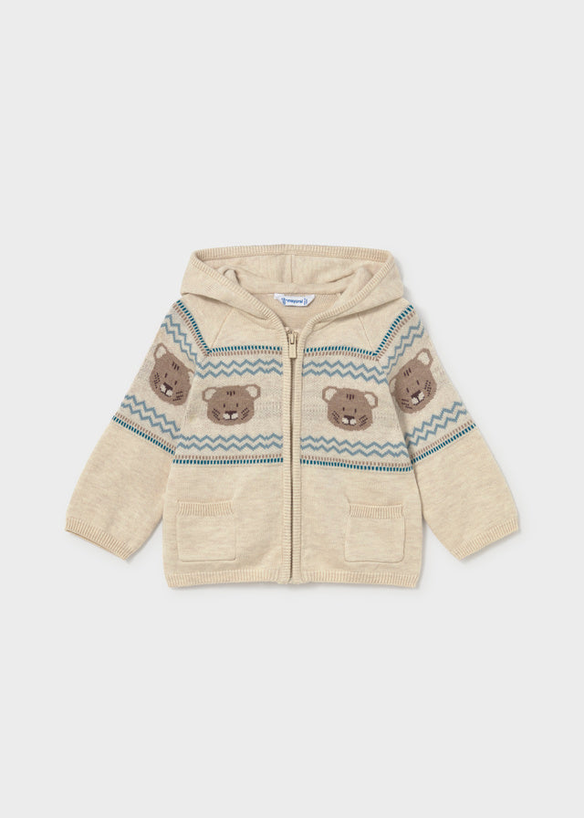 GIACCA BEIGE CON ORSETTI IN FILATO CALDO