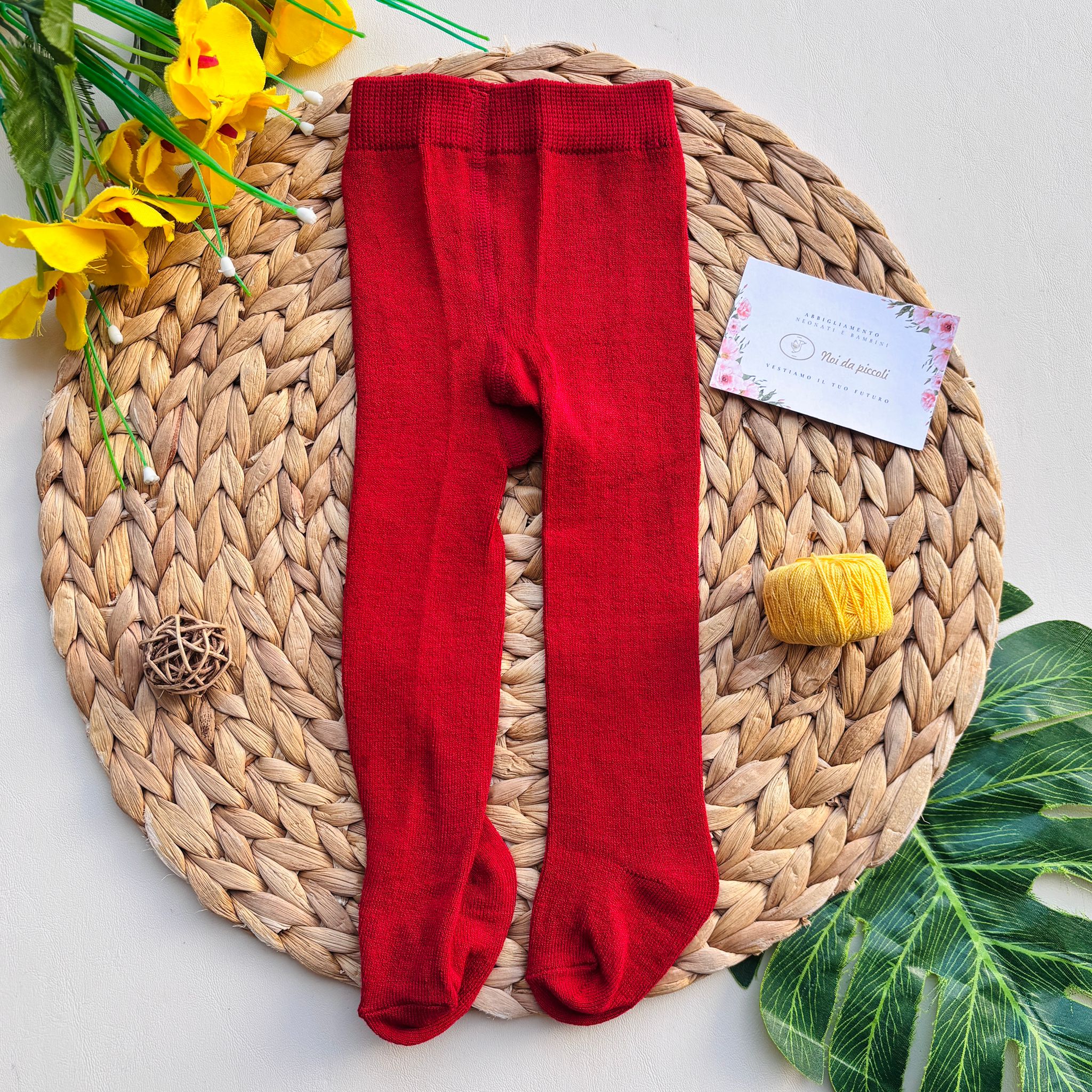 CALZE IN FILATO CALDO ROSSO - Noi da piccoli