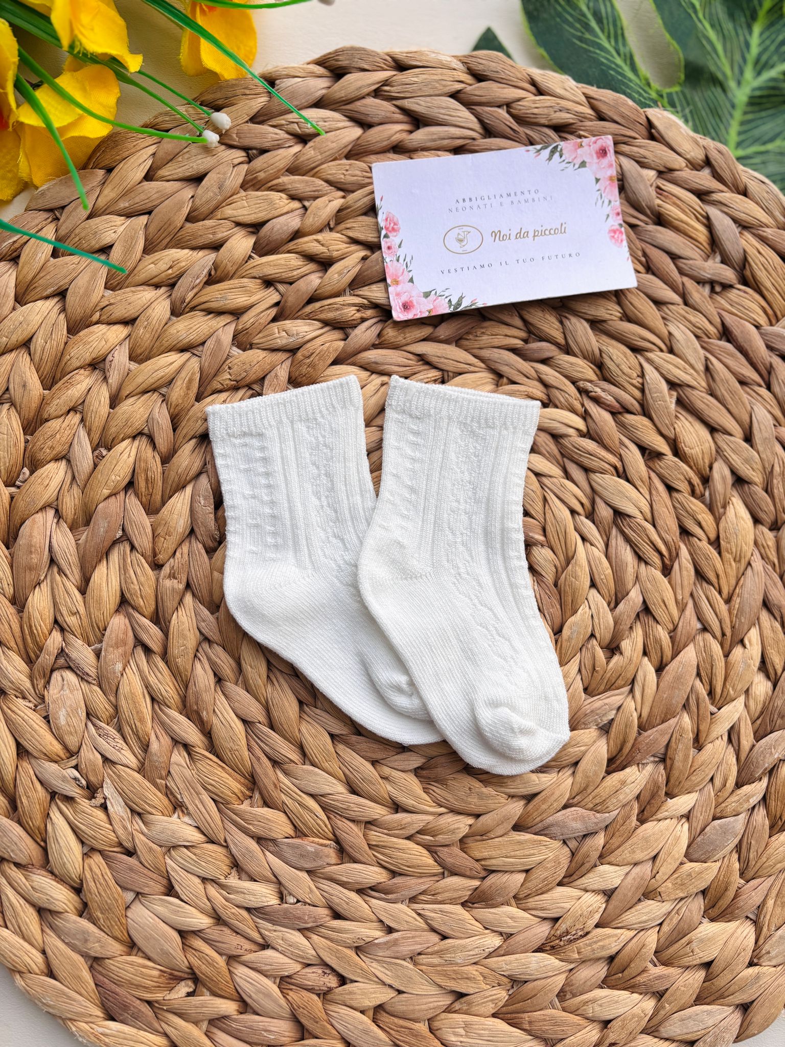 CALZINI IN COTONE CON RICAMI BIANCO - Noi da piccoli