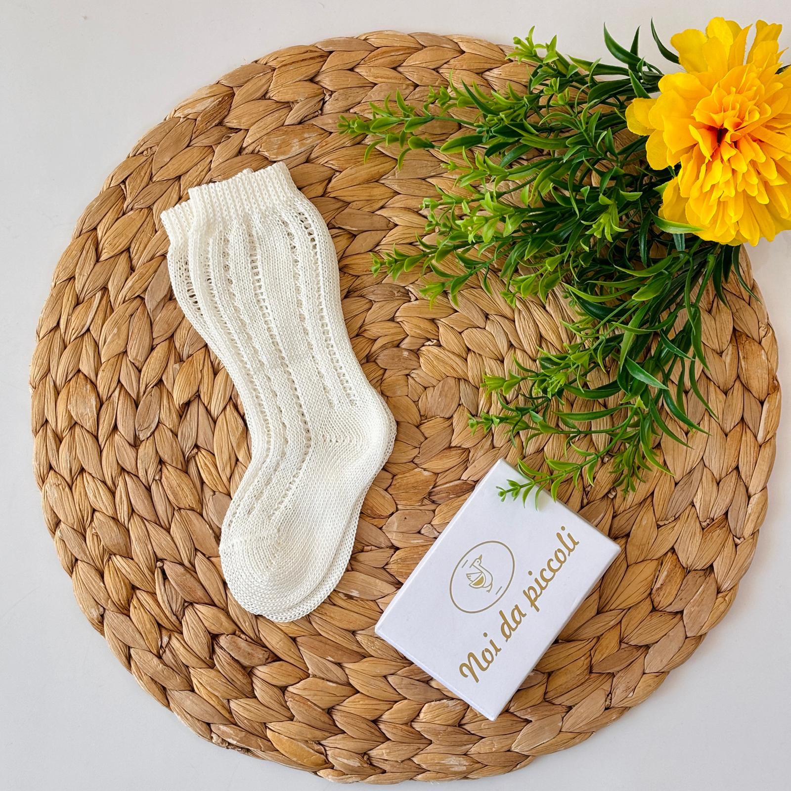 CALZINO ALTO 100% FILO DI SCOZIA Bianco - Noi da piccoli