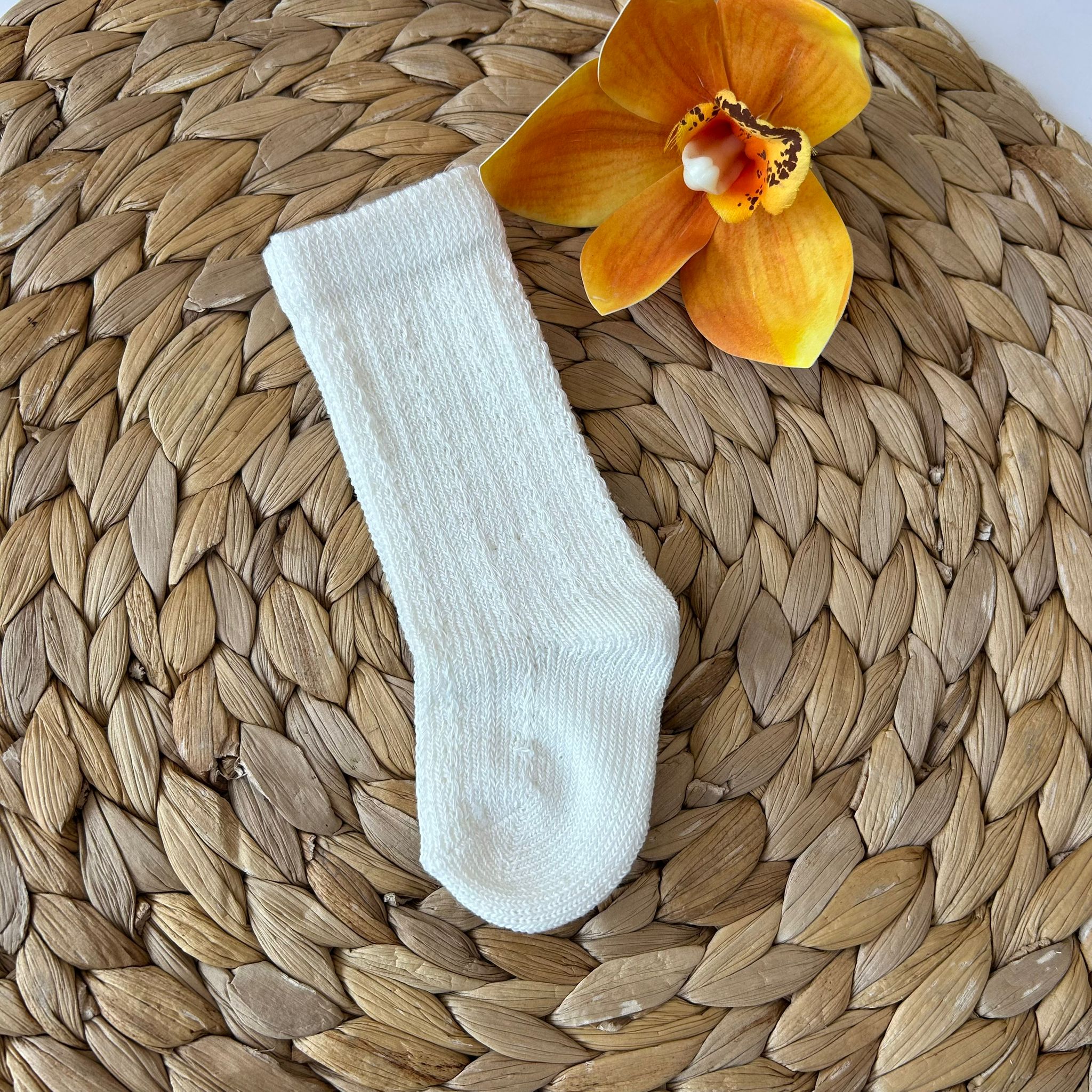 CALZINO ALTO TRAMATO COTONE CALDO PANNA - Noi da piccoli