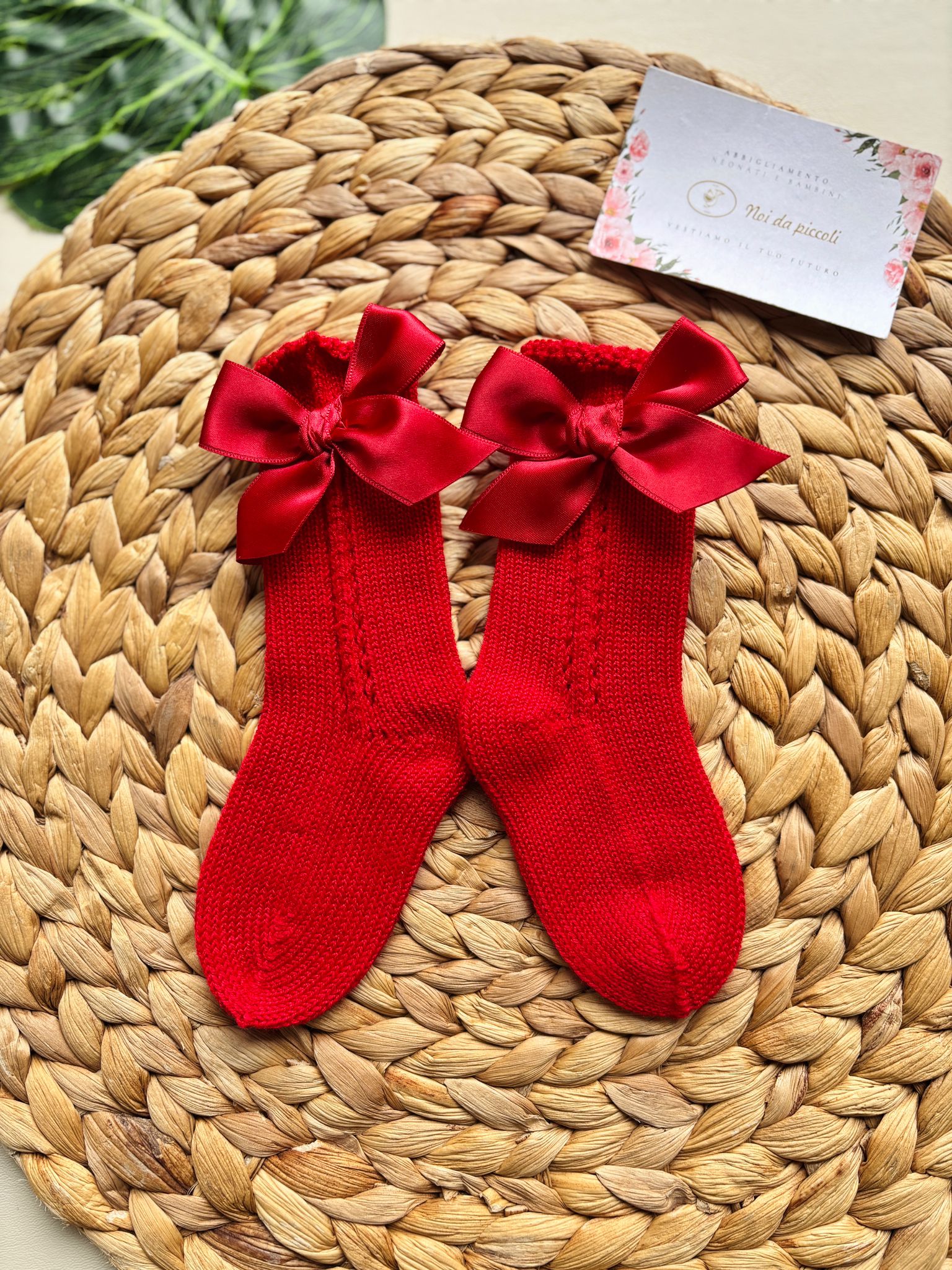 CALZINO IN COTONE CON FIOCCHETTI rojo - Noi da piccoli