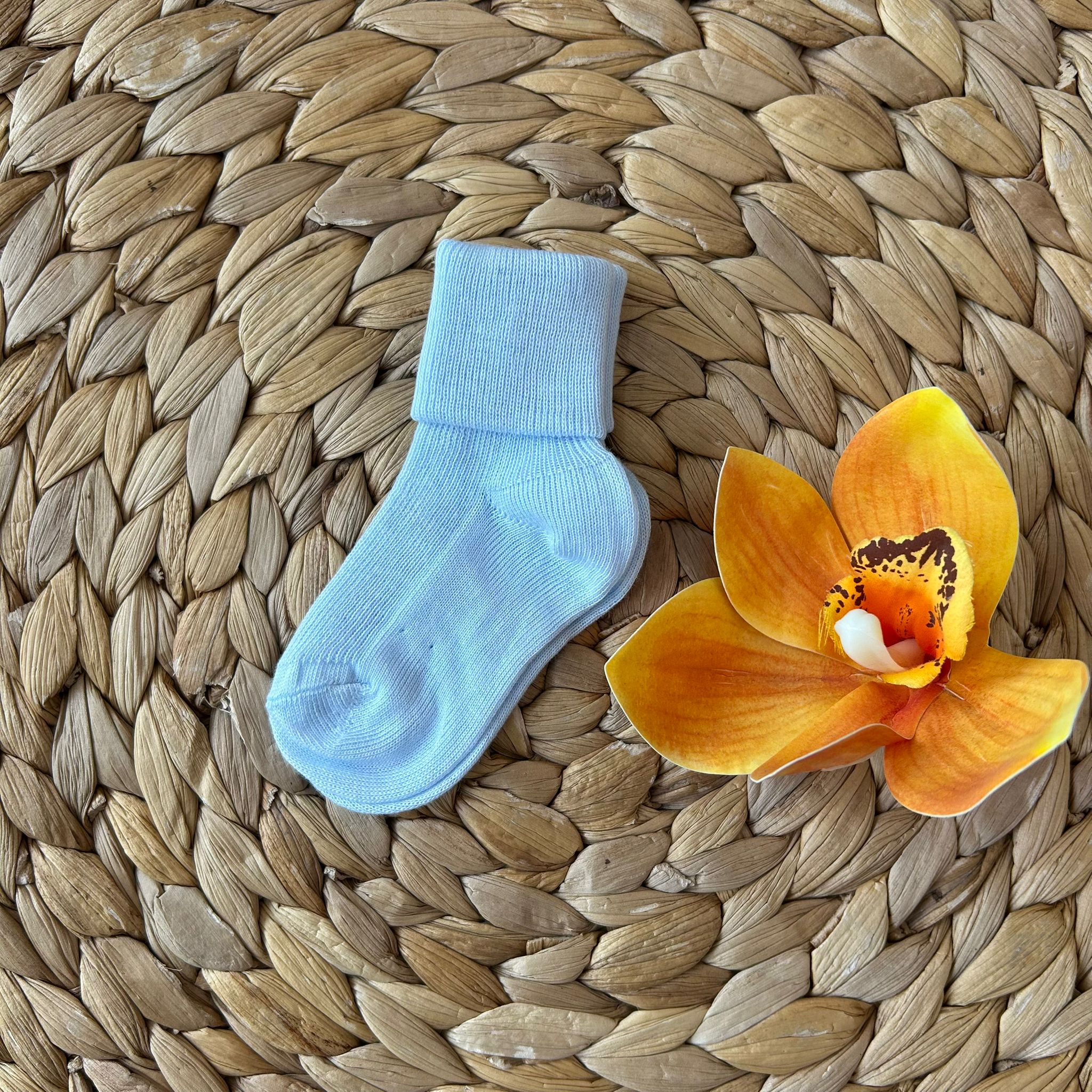 CALZINO NASCITA RISVOLTO 100% CALDO COTONE ROSA CIPRIA - Noi da piccoli