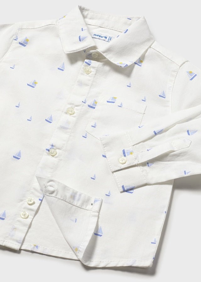 CAMICIA CON BARCHETTE BIANCO CIELO - Noi da piccoli