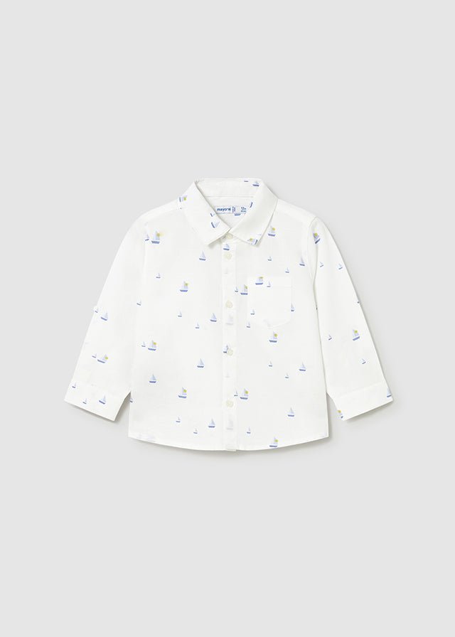 CAMICIA CON BARCHETTE BIANCO CIELO - Noi da piccoli