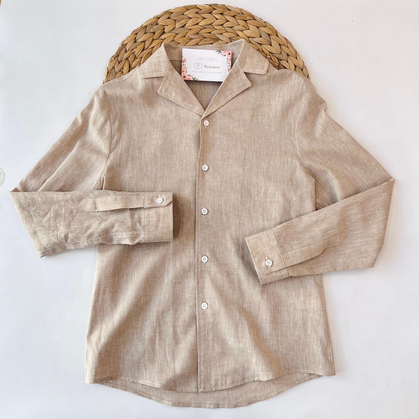CAMICIA COTONE E LINO BEIGE - Noi da piccoli