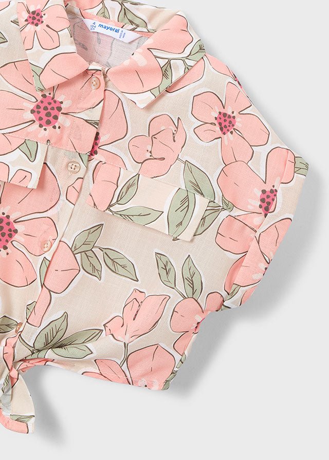 CAMICIA FLOREALE IN COTONE CON TOP ROSA - Noi da piccoli