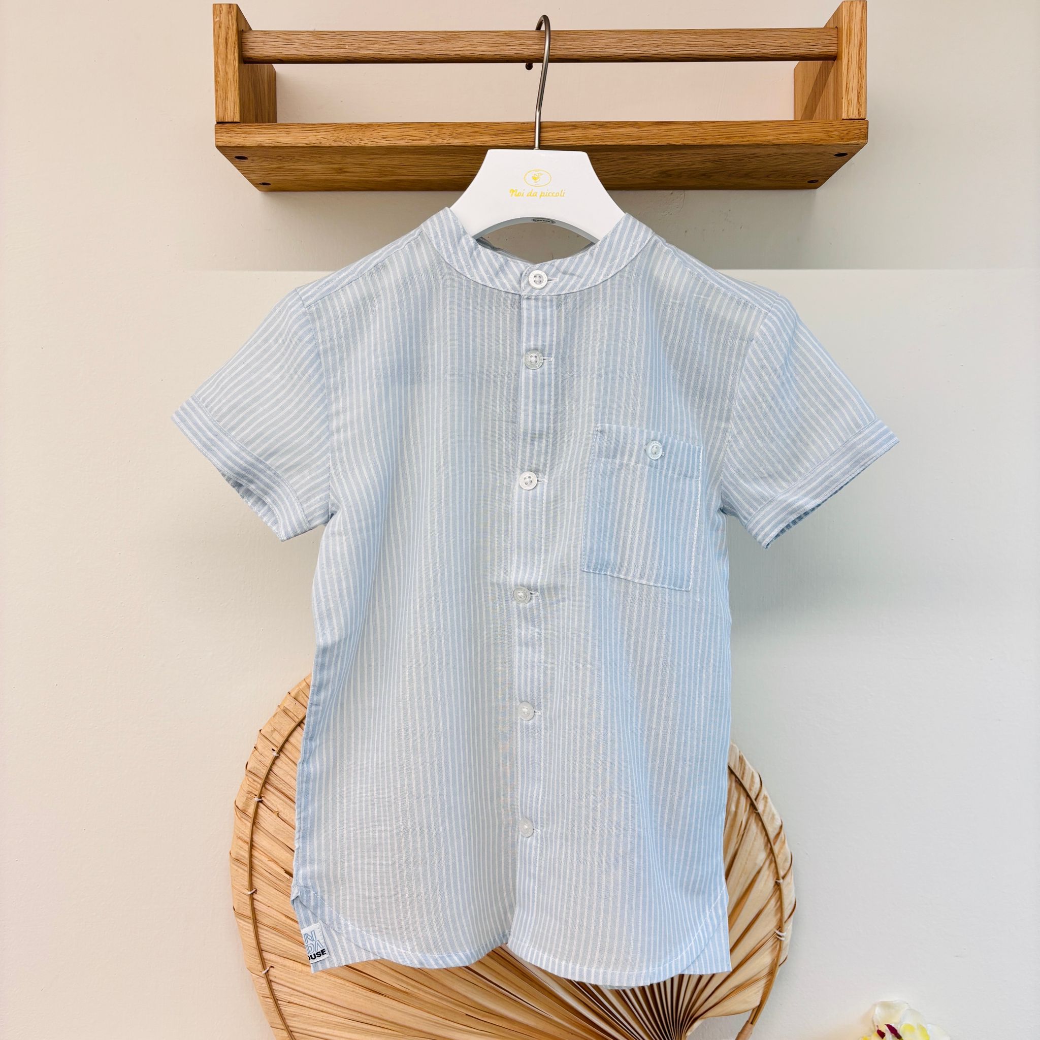 CAMICIA IN COTONE A RIGHE CIELO - Noi da piccoli