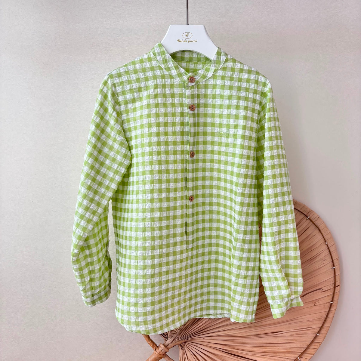 CAMICIA VICHY IN COTONE VERDE - Noi da piccoli