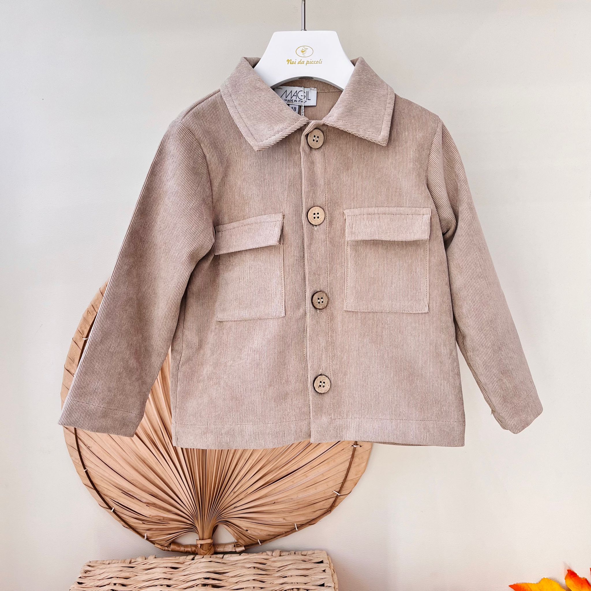 CAMICINA CASUAL A COSTINE CON BOTTONCINI BEIGE - Noi da piccoli
