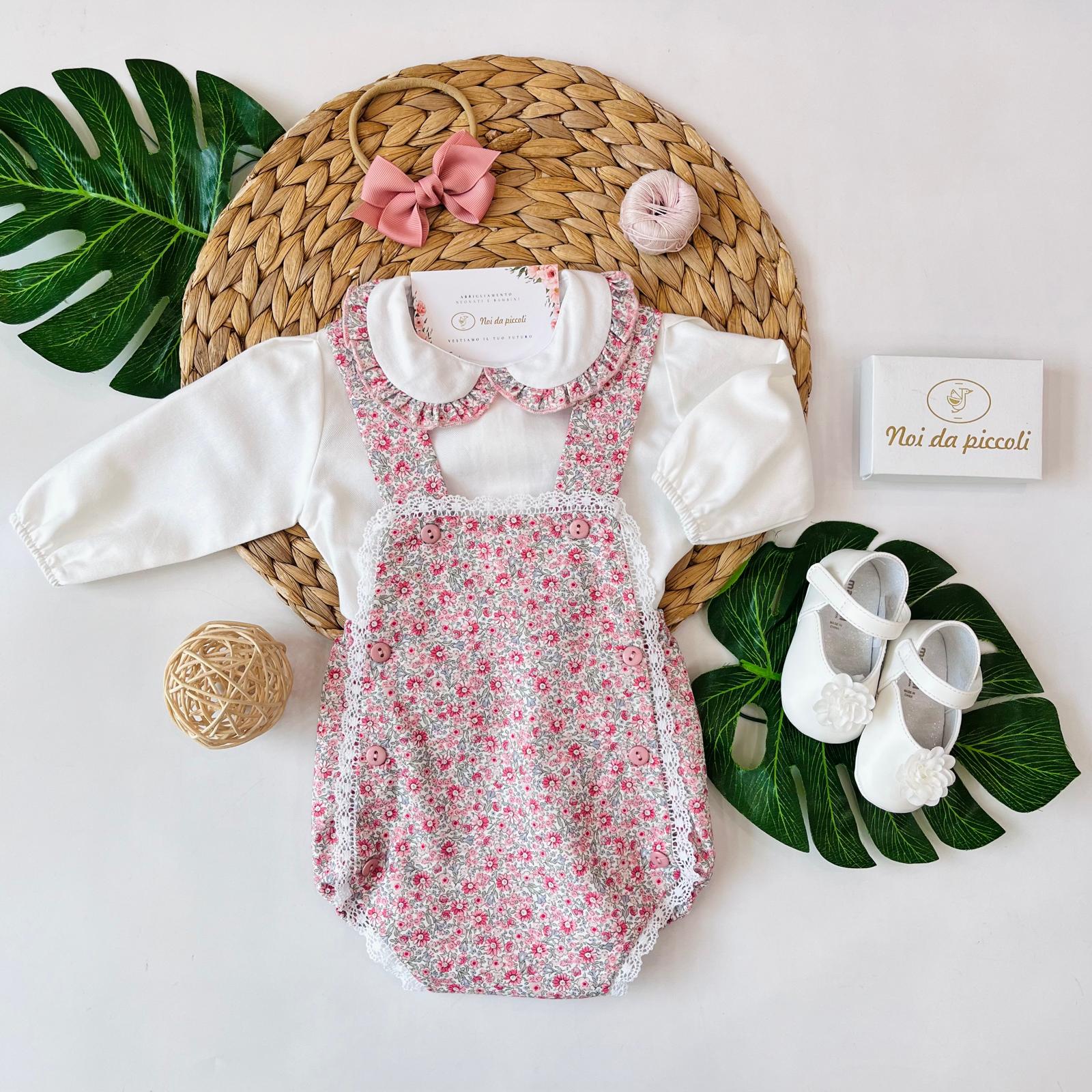 CAMICINA CON SALOPETTE CALDO COTONE ROSA DAISY - Noi da piccoli