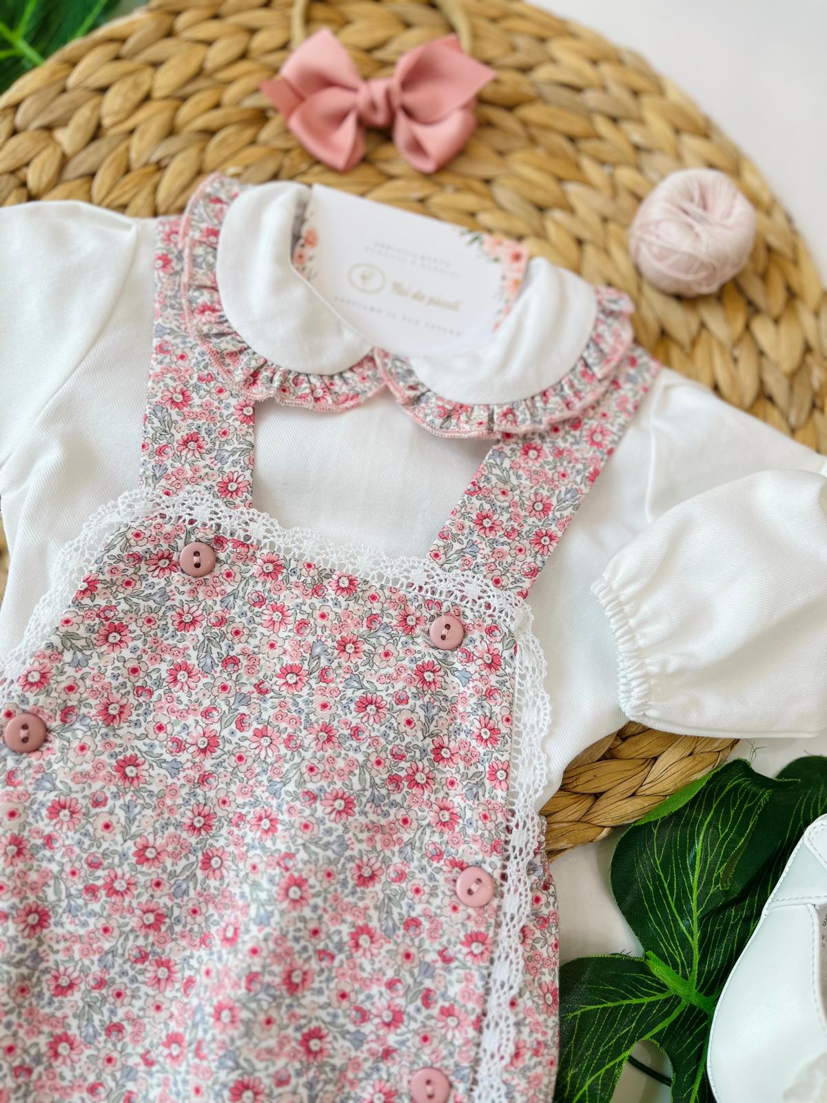 CAMICINA CON SALOPETTE CALDO COTONE ROSA DAISY - Noi da piccoli