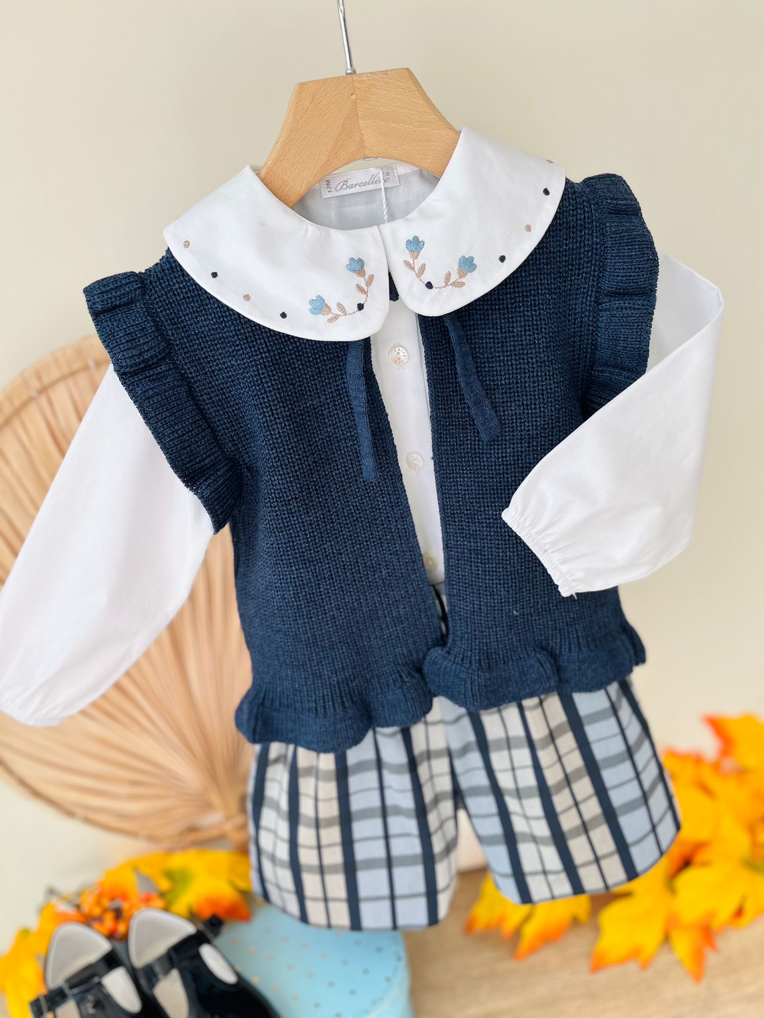 CAMICINA CON SALOPETTE E GILET NAVY - Noi da piccoli