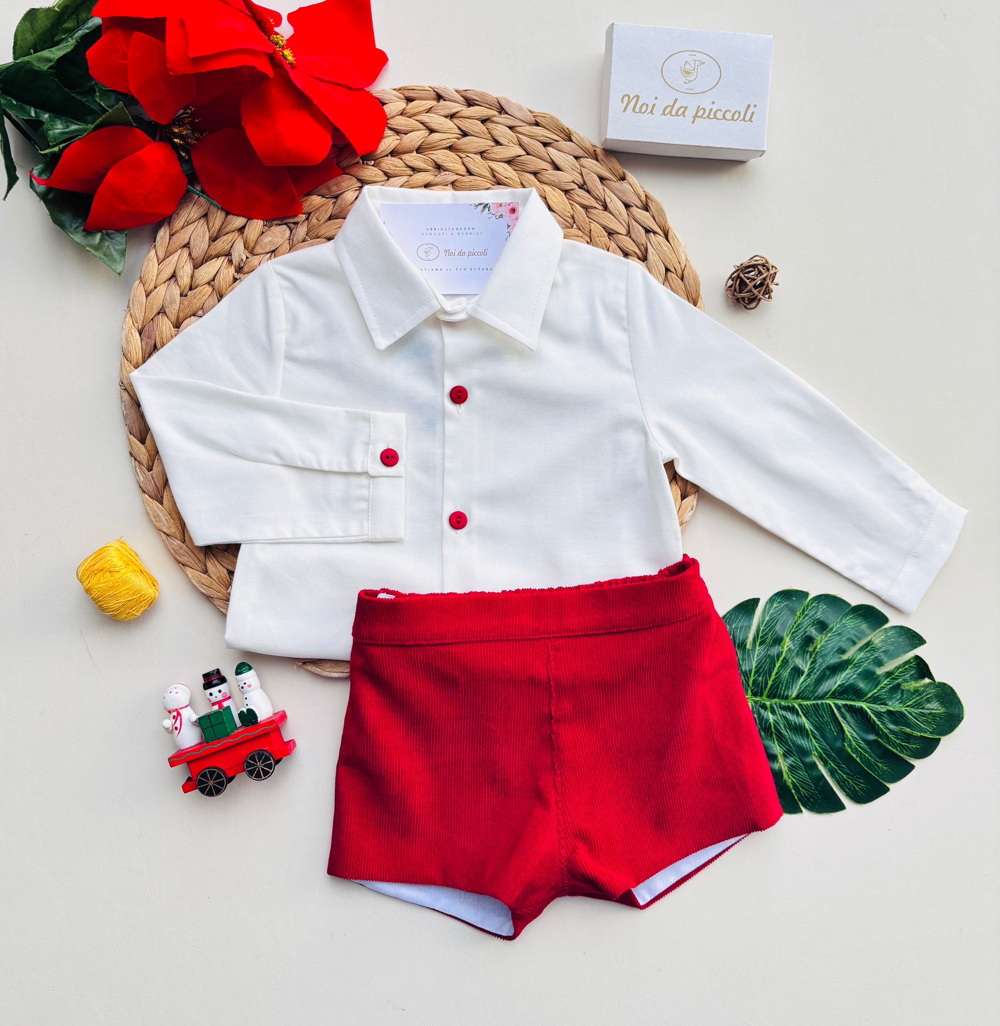 CAMICINA CON SHORT CEREZA VELLUTINO ROSSO - Noi da piccoli