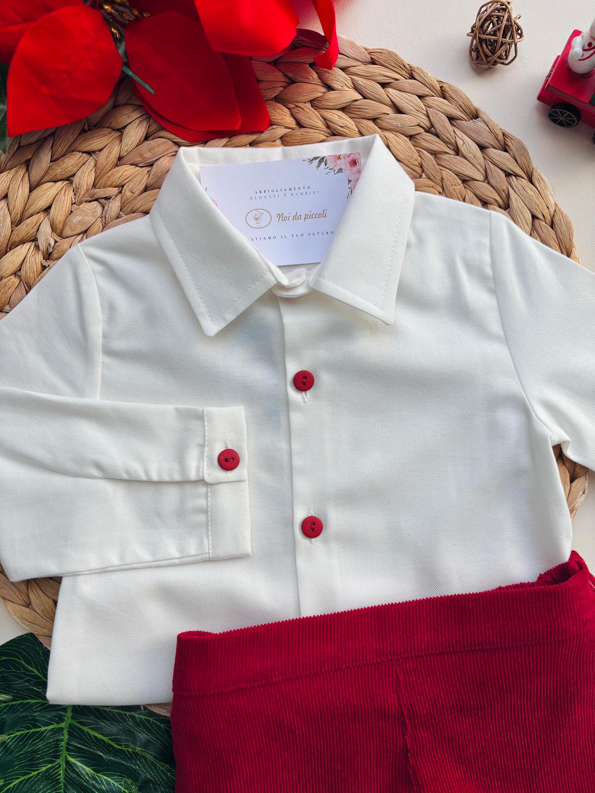 CAMICINA CON SHORT CEREZA VELLUTINO ROSSO - Noi da piccoli