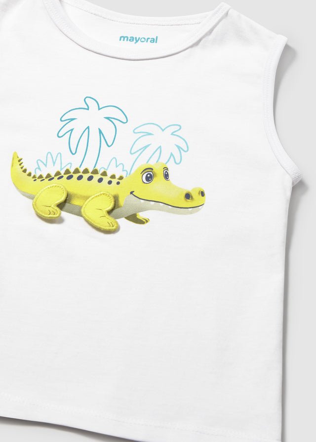 CANOTTA IN COTONE COCCODRILLO BIANCO - Noi da piccoli