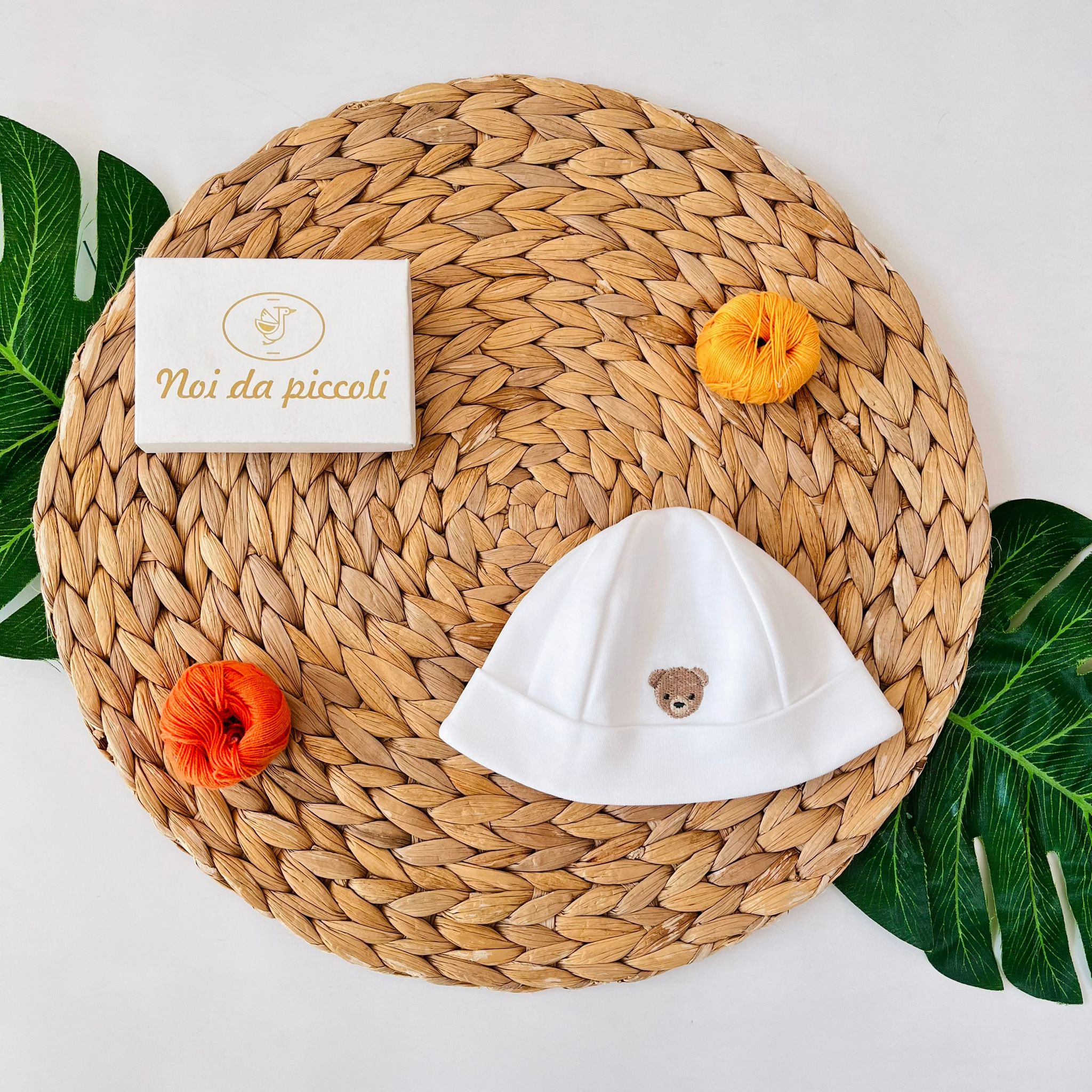 CAPPELLINO 100 % COTONE BIANCO ORSETTO - Noi da piccoli