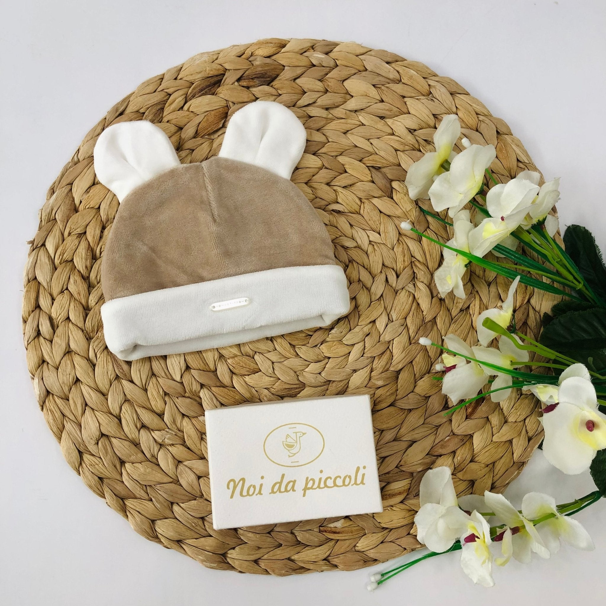 CAPPELLINO CINIGLIA BEIGE E BIANCO ORSETTO - Noi da piccoli