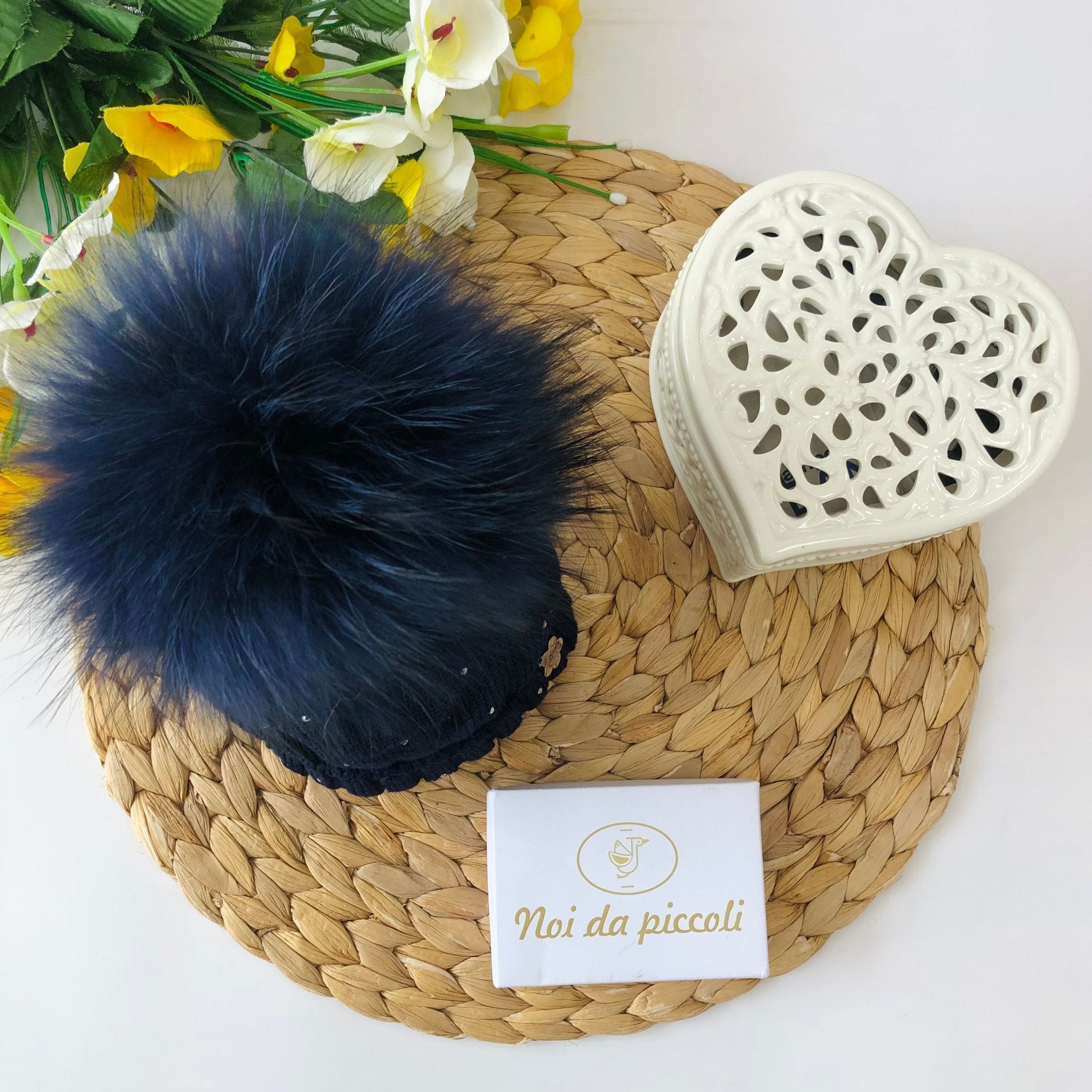 CAPPELLINO CON PON POM IN VOLPE BLU SWAROVSKI - Noi da piccoli