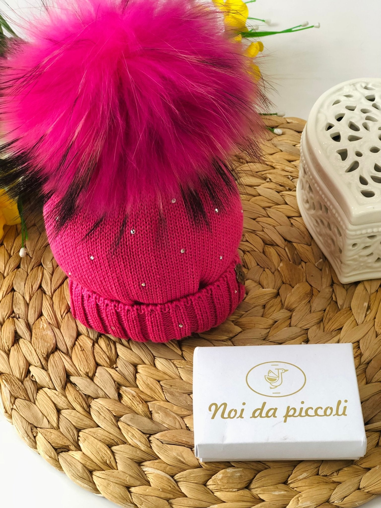 CAPPELLINO CON PON POM IN VOLPE FUXIA SWAROVSKI - Noi da piccoli