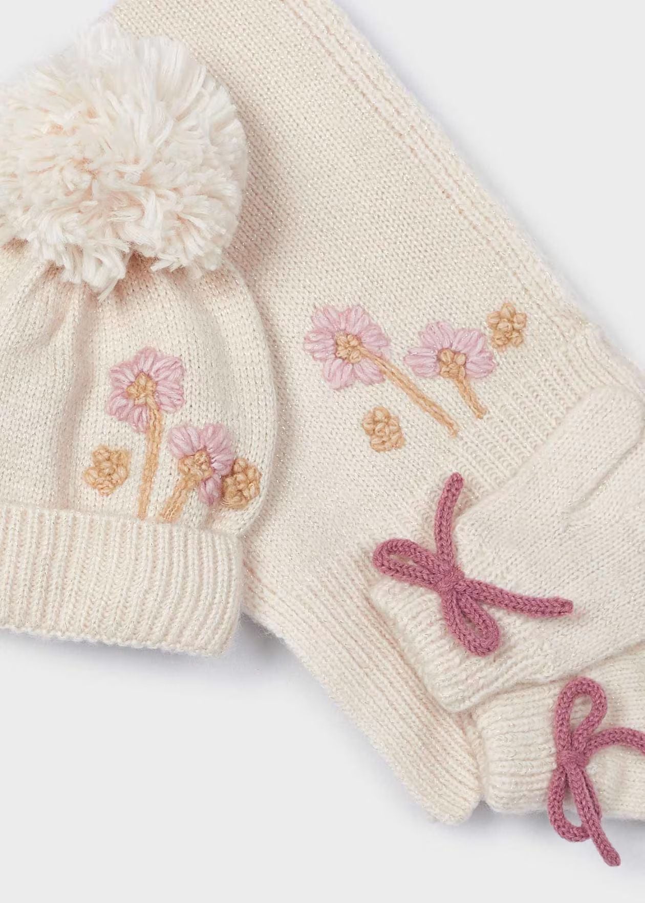 CAPPELLINO CON SCIARPA E GUANTINI BEIGE - Noi da piccoli