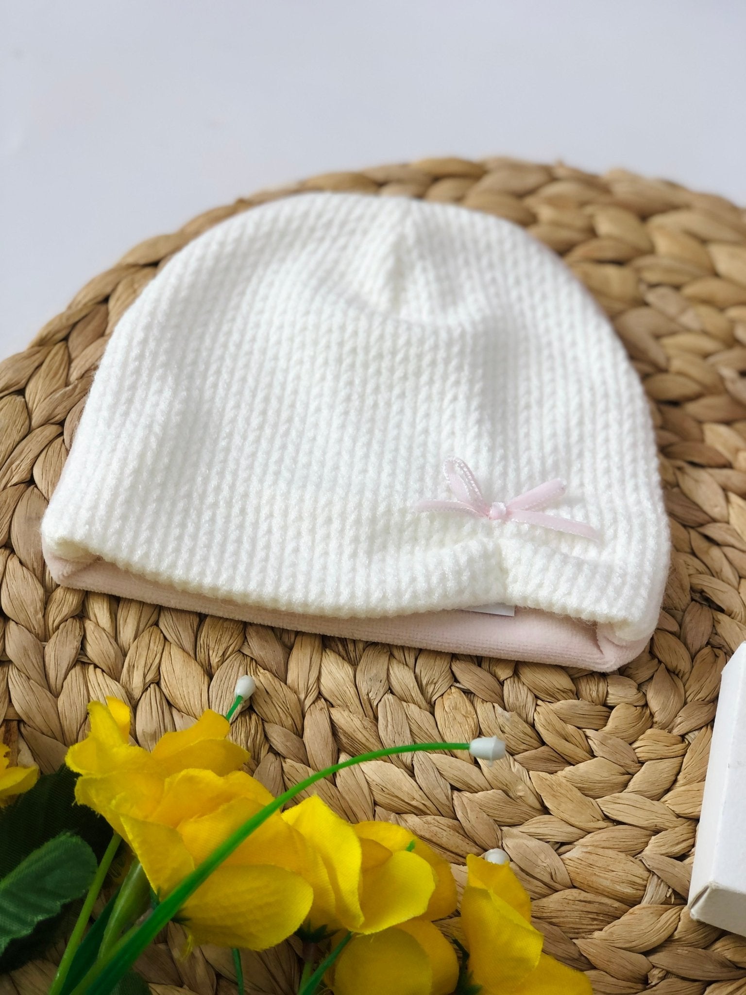 CAPPELLINO IN CINIGLIA CIPRIA FIOCCHETTO ROSA - Noi da piccoli