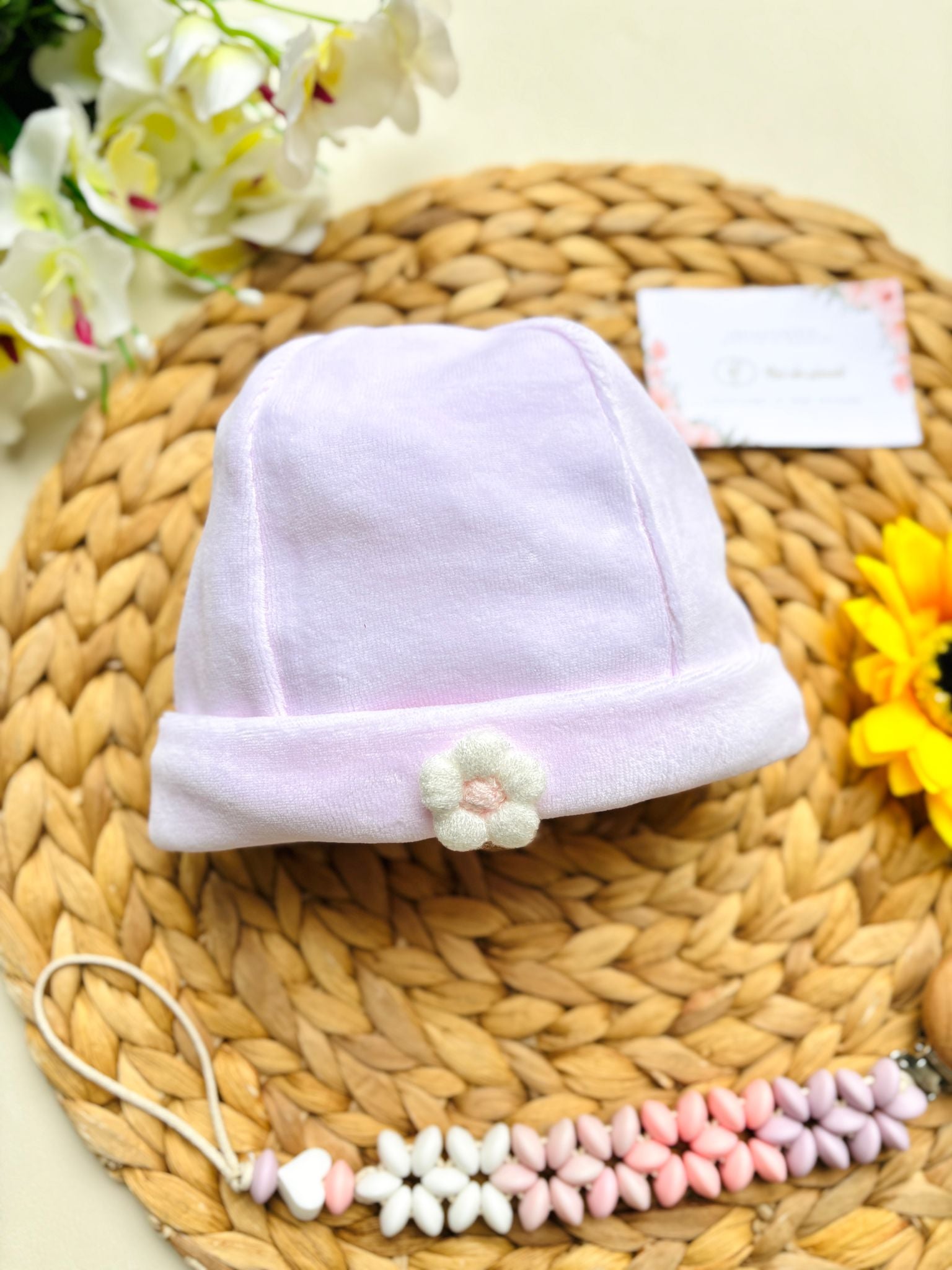 CAPPELLINO IN CINIGLIA CON FIORELLINO ROSA - Noi da piccoli