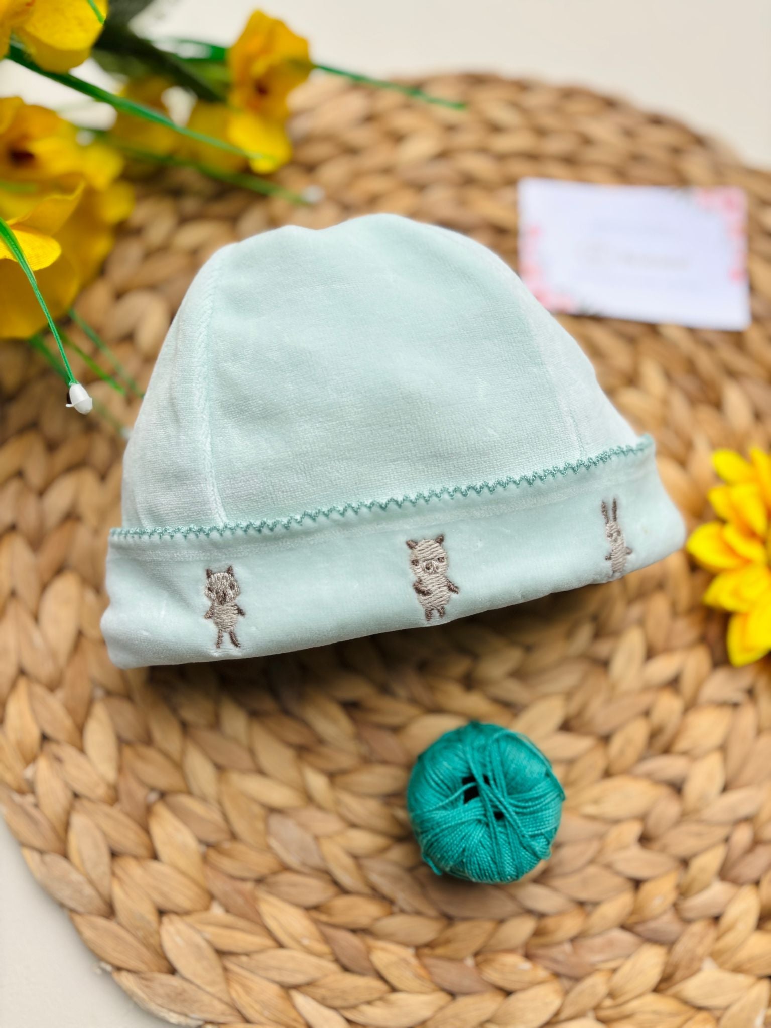 CAPPELLINO IN CINIGLIA VERDE ACQUA - Noi da piccoli