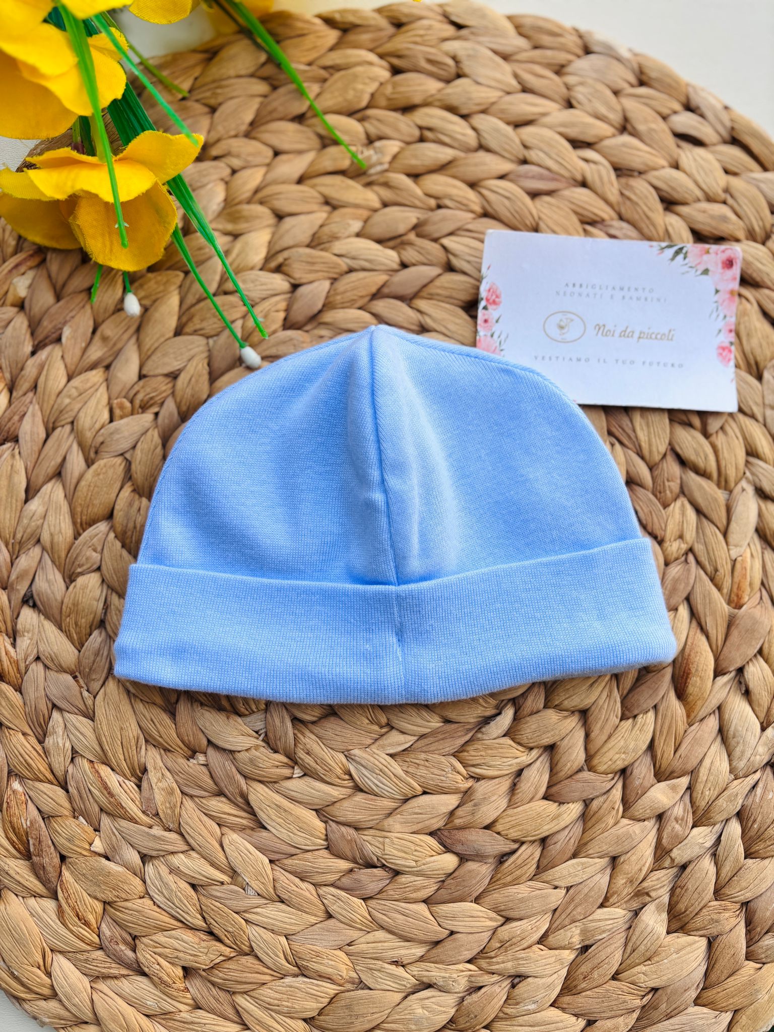 CAPPELLINO IN COTONE CELESTE - Noi da piccoli