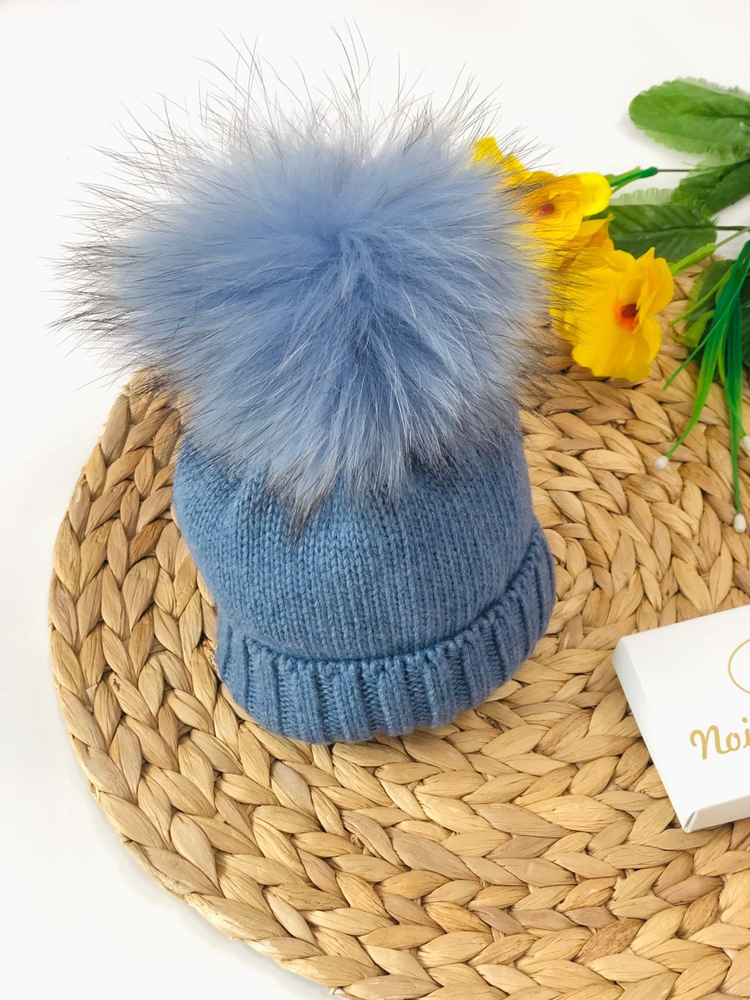 CAPPELLINO JEANS POMPON VOLPE E CASHMIRE - Noi da piccoli